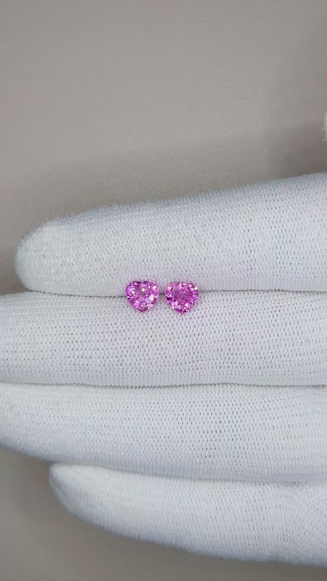 1.97&nbsp;Ct.Tw.Total Carat Weight Pink Sapphire Pair from Ceylon (Sri Lanka) Size Video
