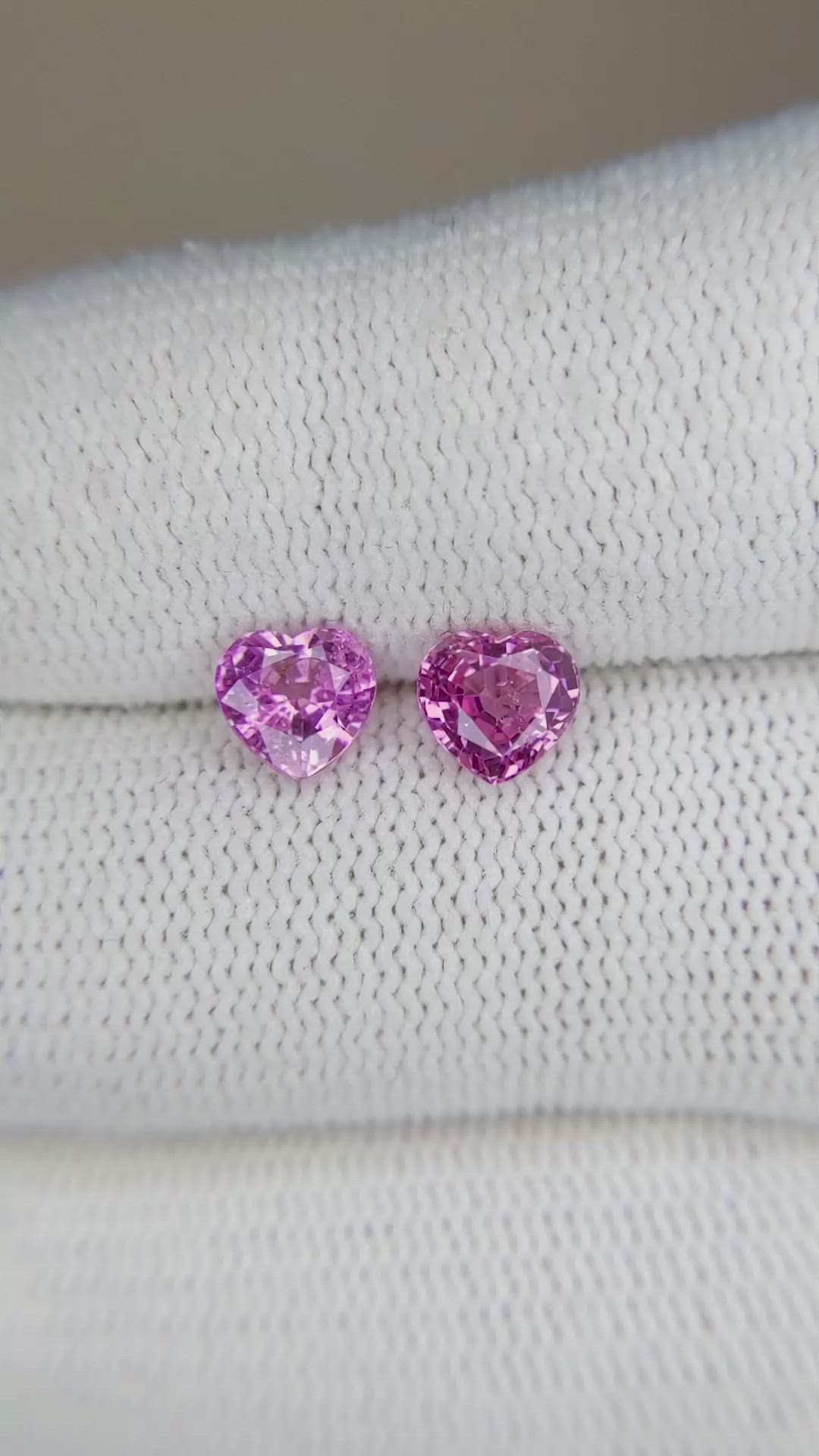 1.97&nbsp;Ct.Tw.Total Carat Weight Pink Sapphire Pair from Ceylon (Sri Lanka) Size Video