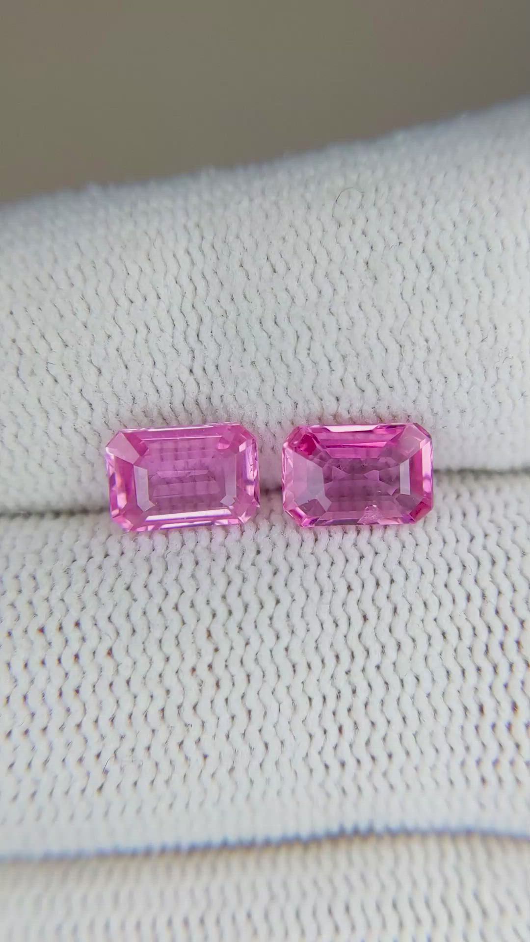 2.08&nbsp;Ct.Tw.Total Carat Weight Pink Sapphire Pair from Ceylon (Sri Lanka) Size Video