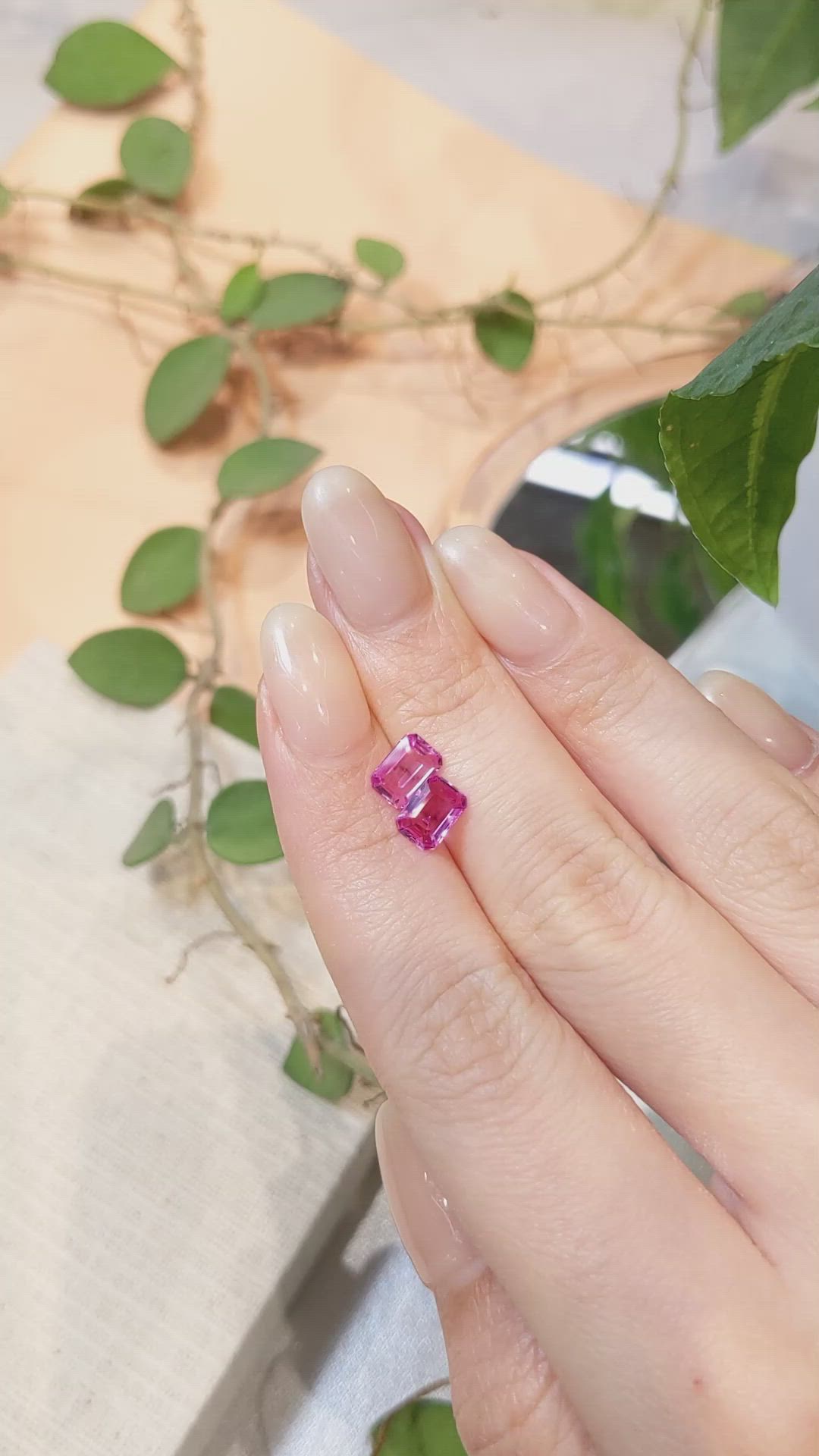2.08&nbsp;Ct.Tw.Total Carat Weight Pink Sapphire Pair from Ceylon (Sri Lanka) Size Video