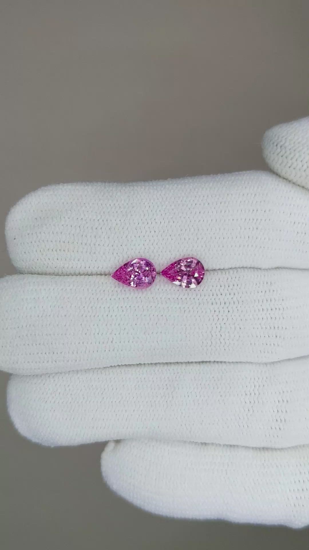 1.36&nbsp;Ct.Tw.Total Carat Weight Pink Sapphire Pair from Ceylon (Sri Lanka) Size Video