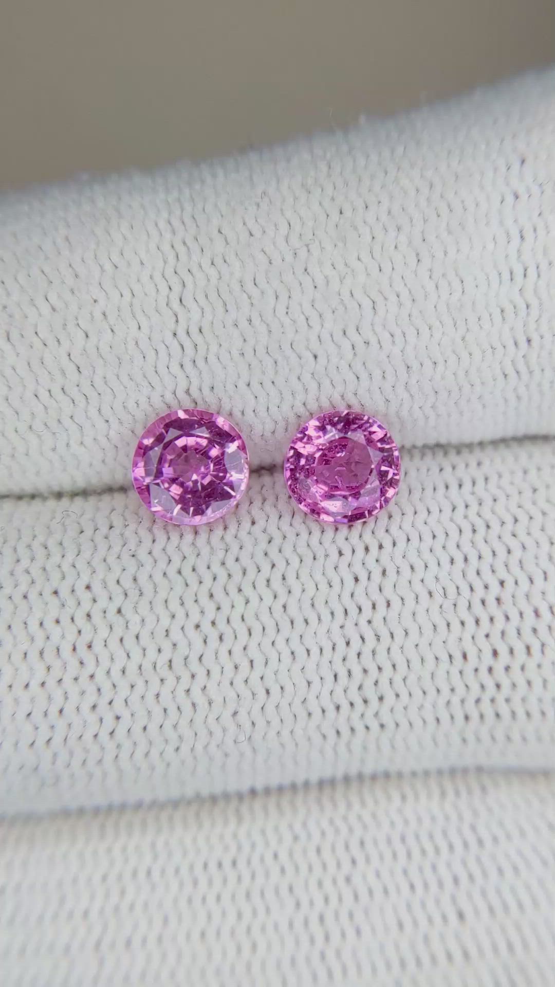 2.04&nbsp;Ct.Tw.Total Carat Weight Pink Sapphire Pair from Ceylon (Sri Lanka) Size Video