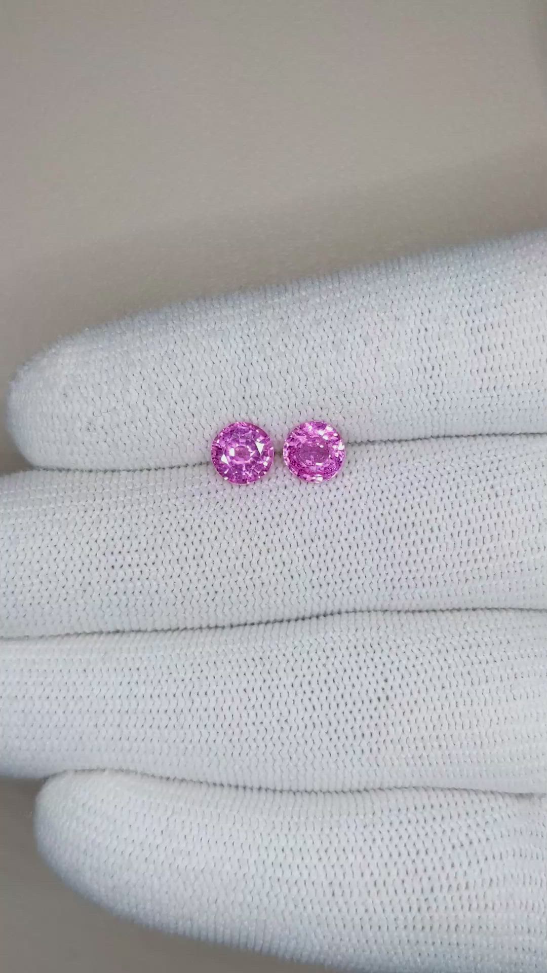 2.04&nbsp;Ct.Tw.Total Carat Weight Pink Sapphire Pair from Ceylon (Sri Lanka) Size Video