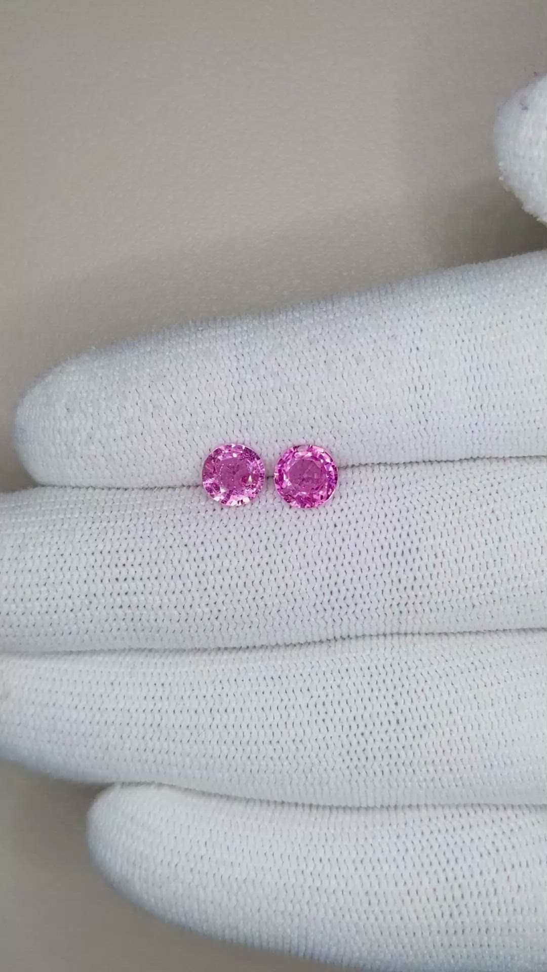 1.81 Ct.Tw.Total Carat Weight Pink Sapphire Pair from Ceylon (Sri Lanka) Size Video