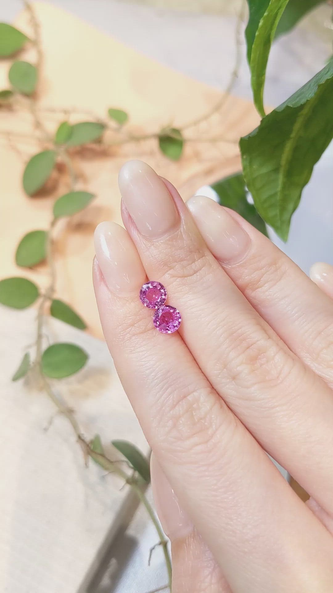 1.81 Ct.Tw.Total Carat Weight Pink Sapphire Pair from Ceylon (Sri Lanka) Size Video