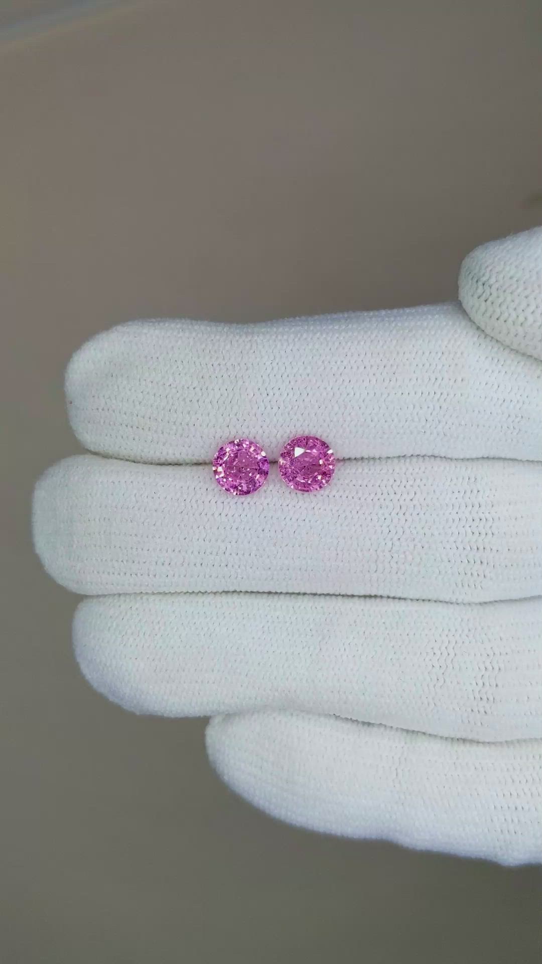 1.80&nbsp;Ct.Tw.Total Carat Weight Pink Sapphire Pair from Ceylon (Sri Lanka) Size Video