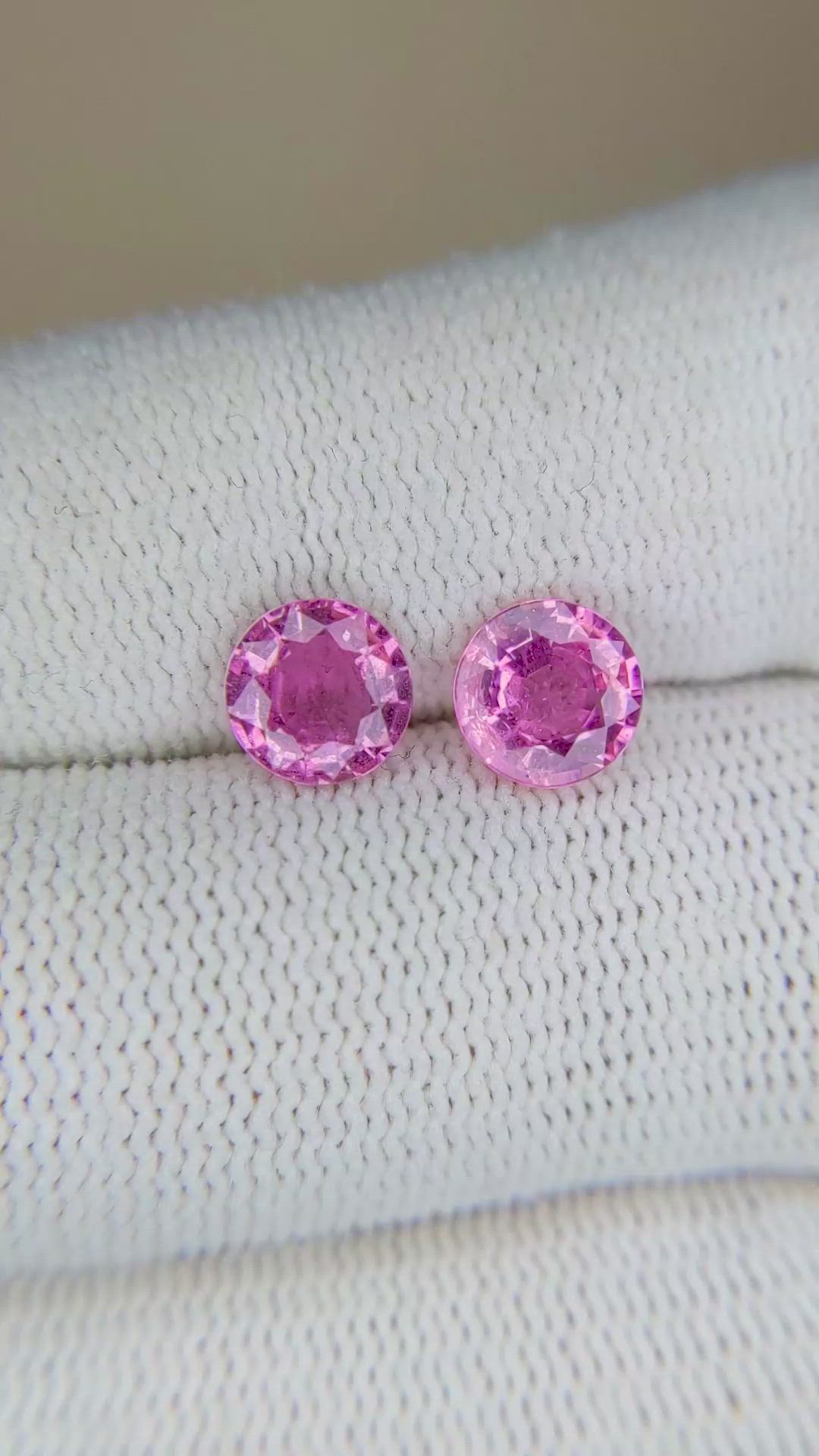 2.52&nbsp;Ct.Tw.Total Carat Weight Pink Sapphire Pair from Ceylon (Sri Lanka) Size Video