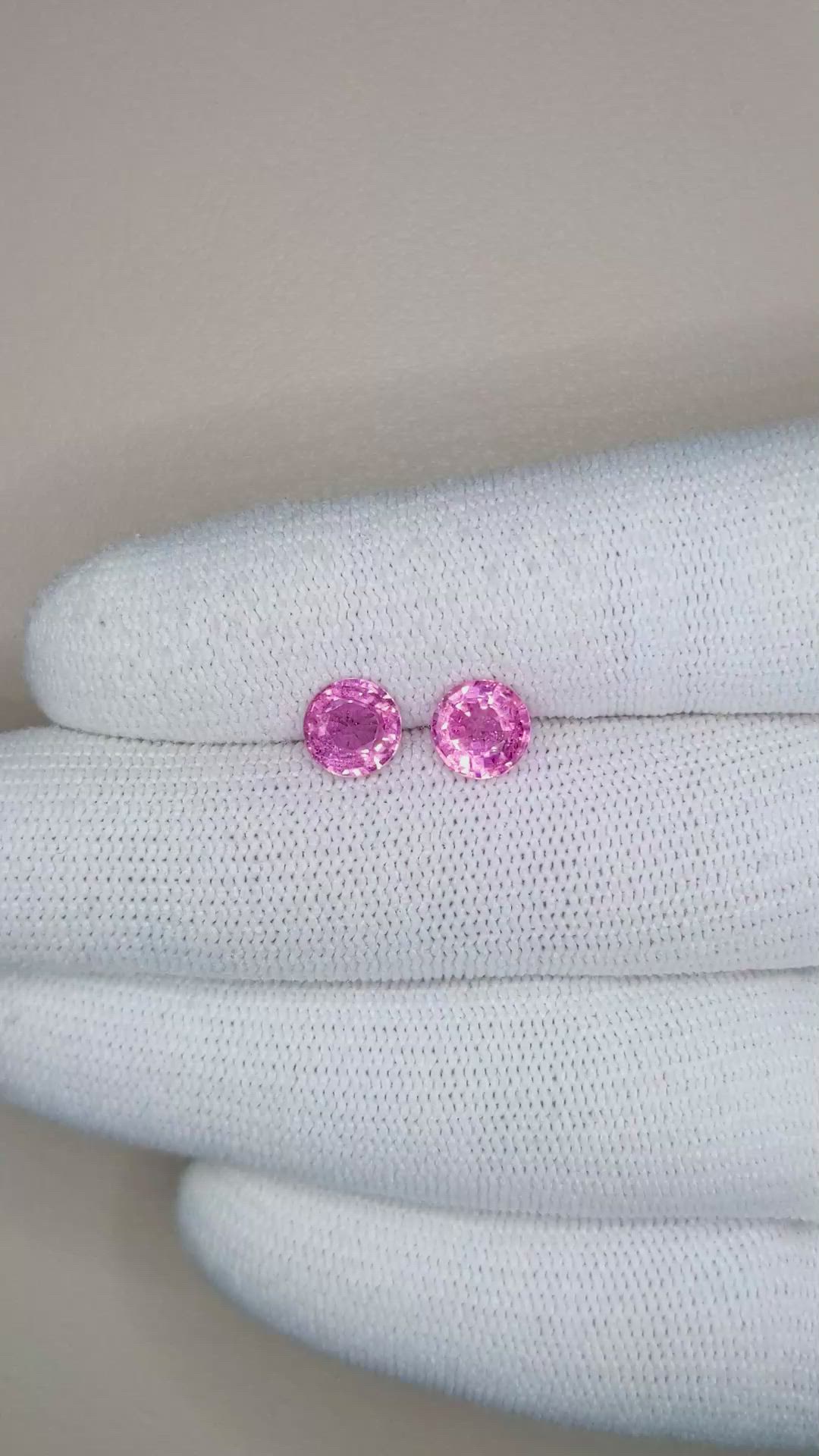 2.52&nbsp;Ct.Tw.Total Carat Weight Pink Sapphire Pair from Ceylon (Sri Lanka) Size Video