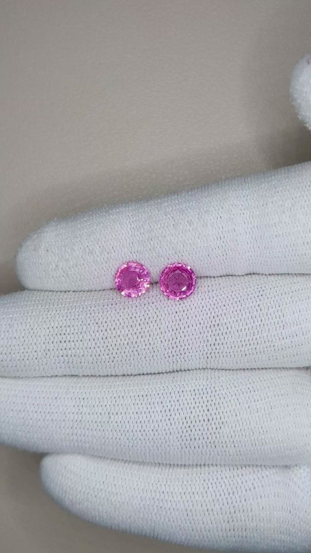 2.10&nbsp;Ct.Tw.Total Carat Weight Pink Sapphire Pair from Ceylon (Sri Lanka) Size Video