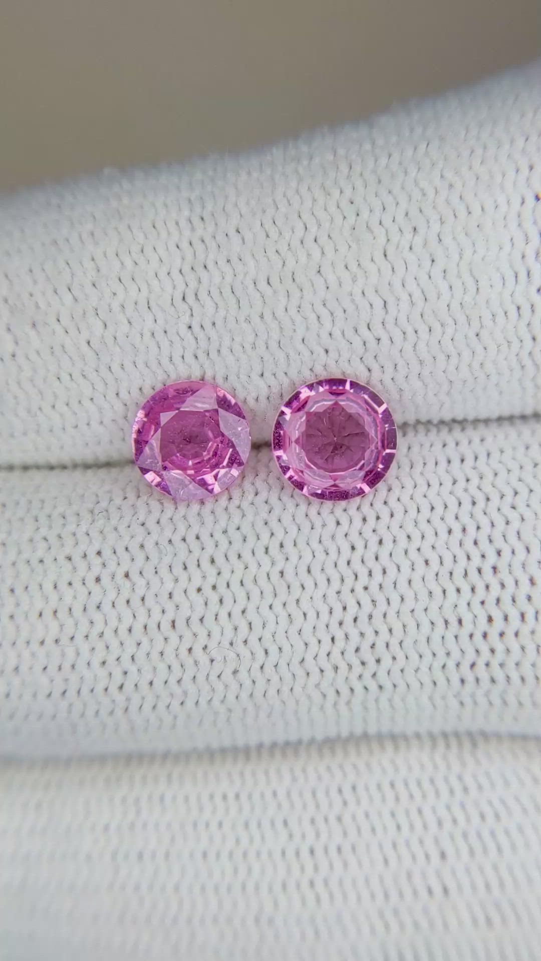 2.10&nbsp;Ct.Tw.Total Carat Weight Pink Sapphire Pair from Ceylon (Sri Lanka) Size Video