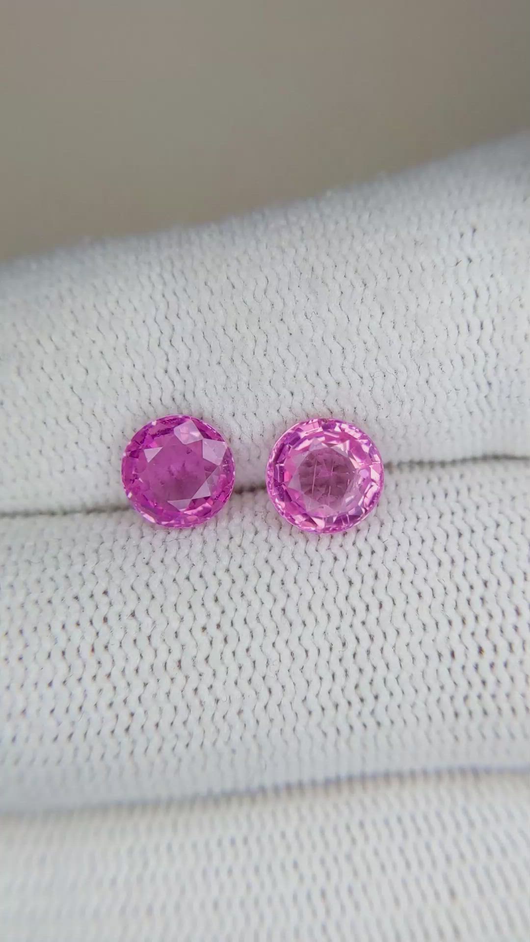 2.47&nbsp;Ct.Tw.Total Carat Weight Pink Sapphire Pair from Ceylon (Sri Lanka) Size Video
