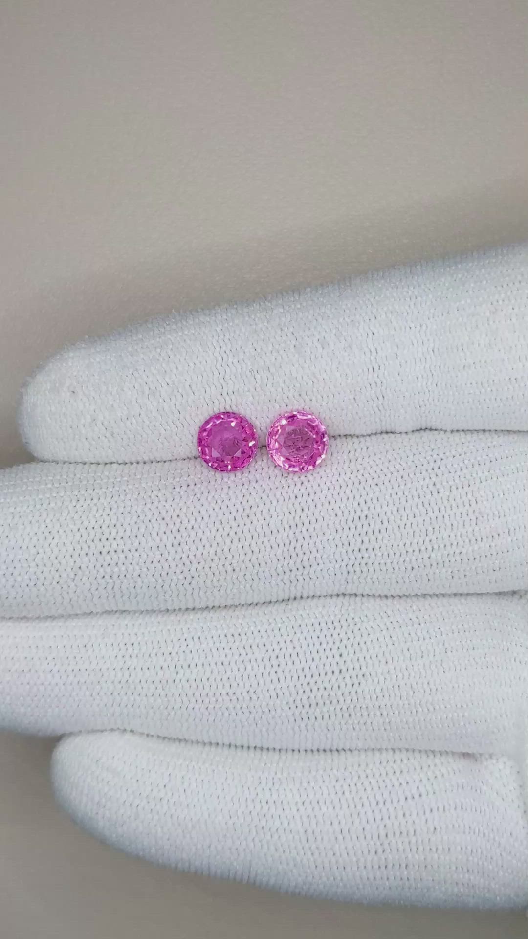 2.47&nbsp;Ct.Tw.Total Carat Weight Pink Sapphire Pair from Ceylon (Sri Lanka) Size Video