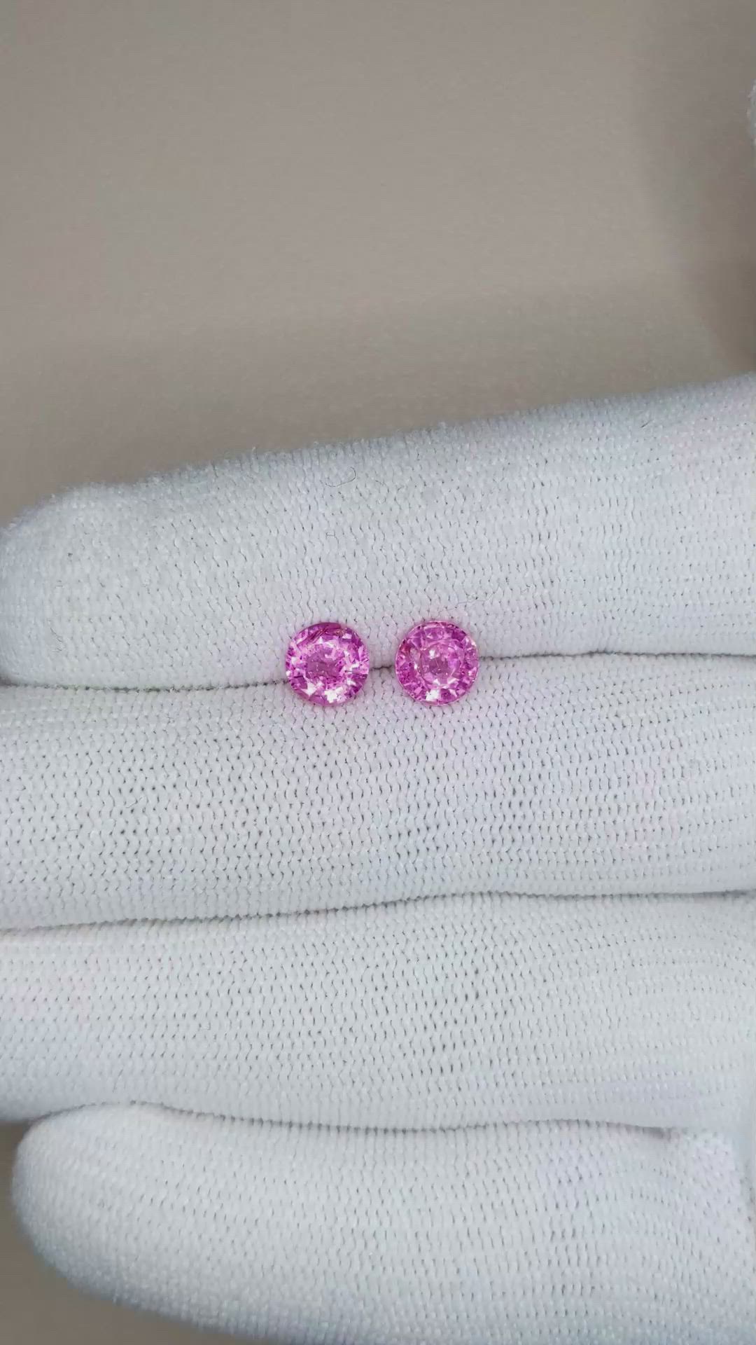 1.98&nbsp;Ct.Tw.Total Carat Weight Pink Sapphire Pair from Ceylon (Sri Lanka) Size Video