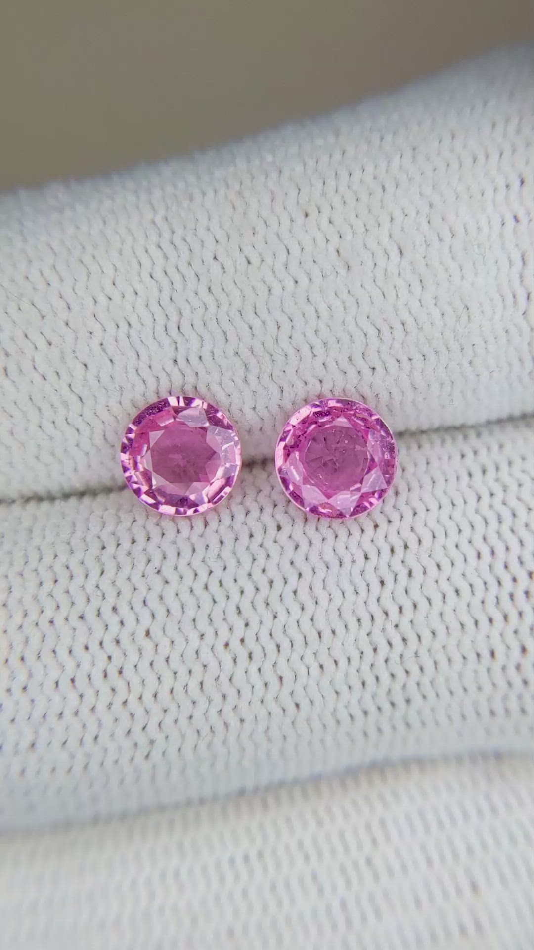 1.94 Ct.Tw.Total Carat Weight Pink Sapphire Pair from Ceylon (Sri Lanka) Size Video