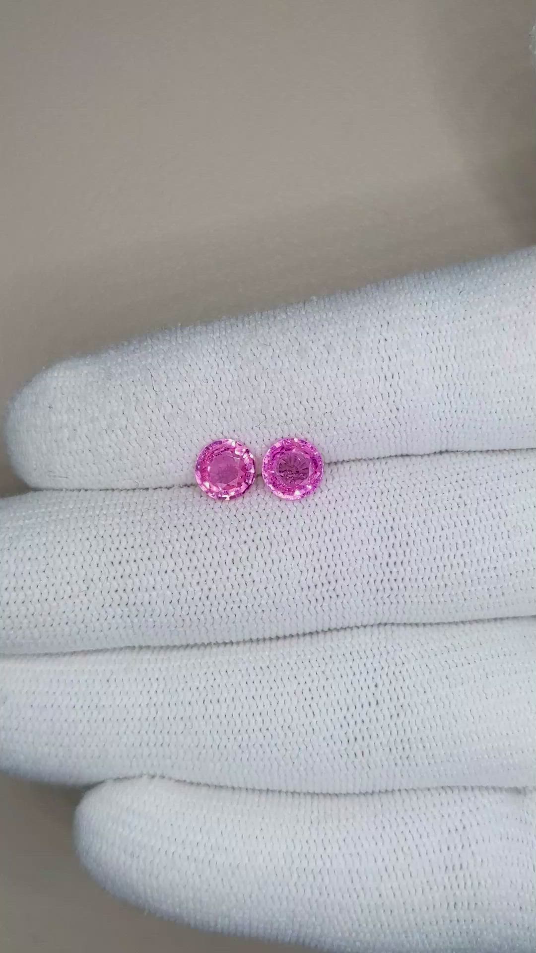 1.94 Ct.Tw.Total Carat Weight Pink Sapphire Pair from Ceylon (Sri Lanka) Size Video