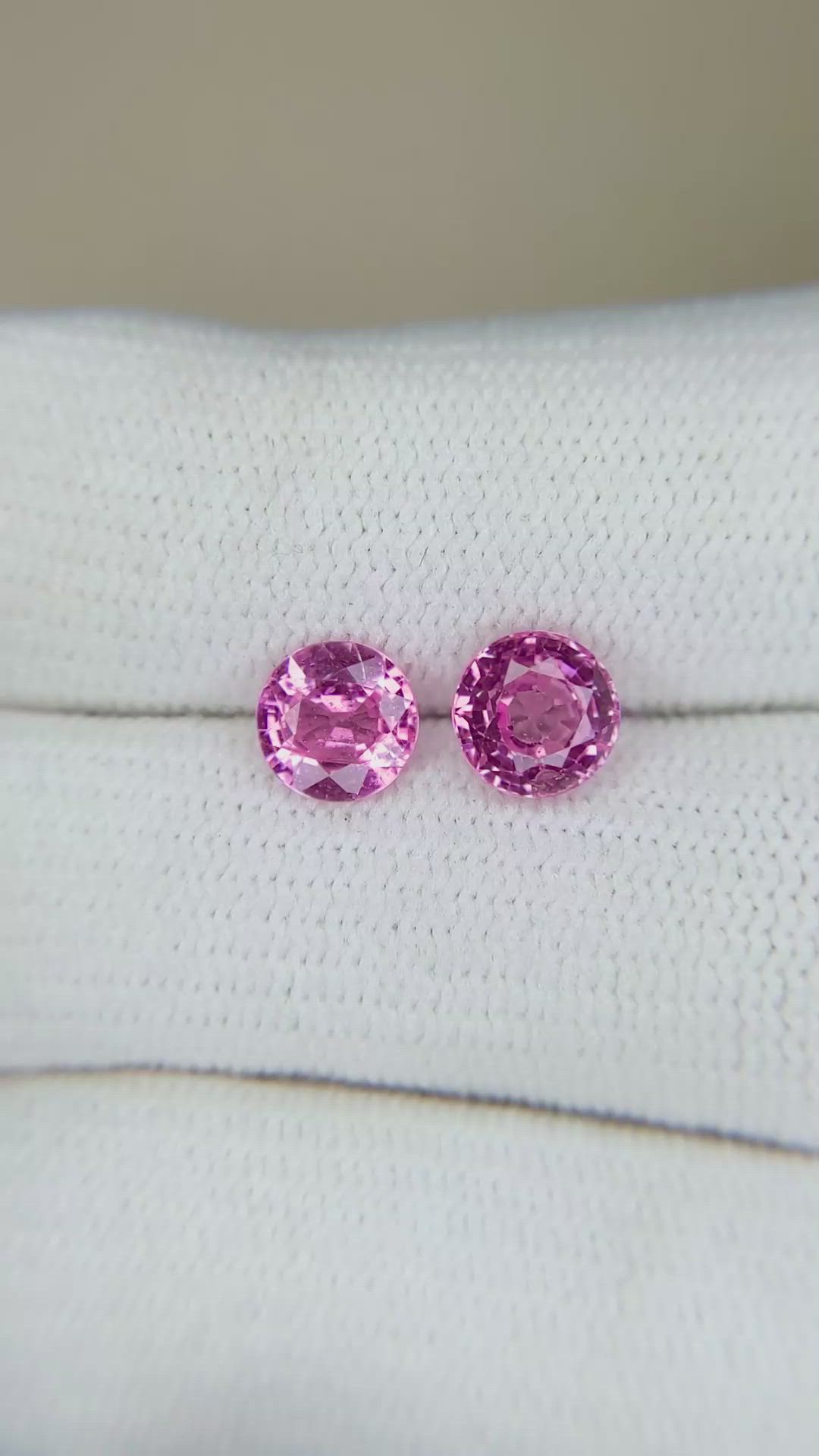 2.10&nbsp;Ct.Tw.Total Carat Weight Pink Sapphire Pair from Ceylon (Sri Lanka) Size Video