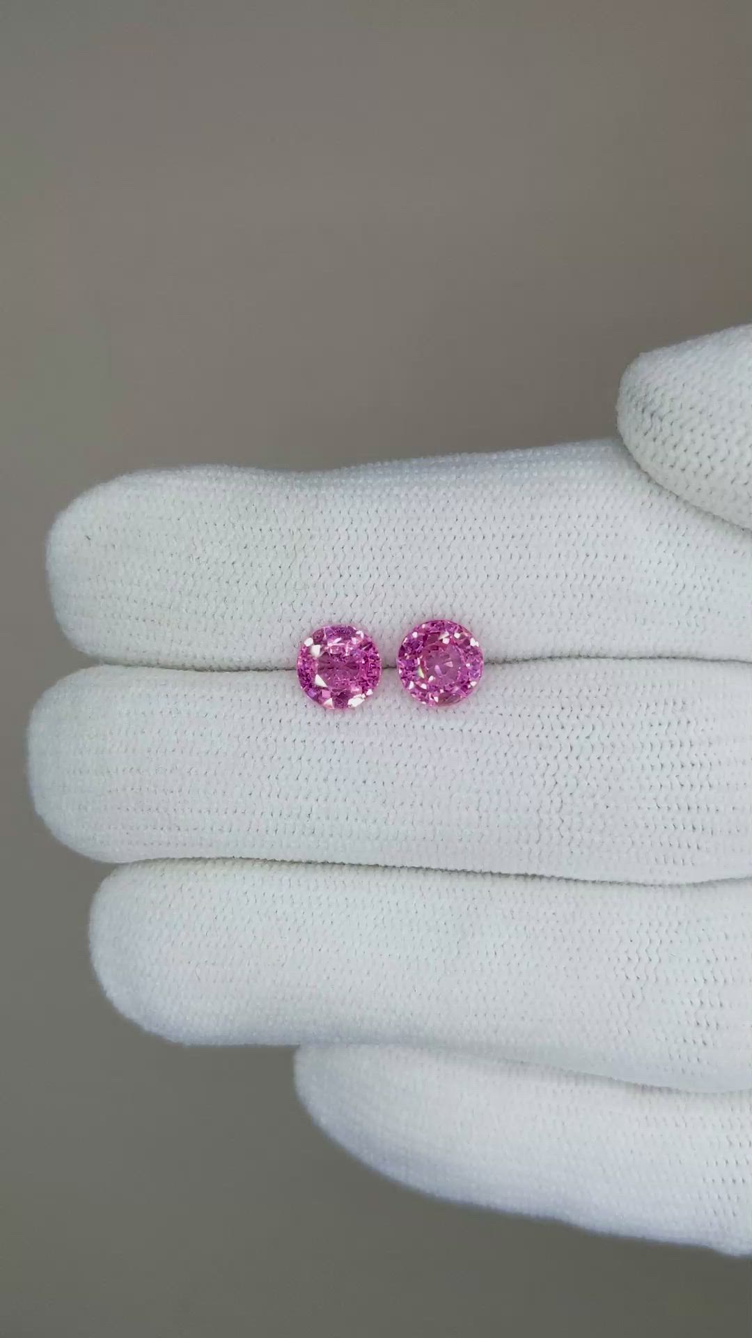 2.10&nbsp;Ct.Tw.Total Carat Weight Pink Sapphire Pair from Ceylon (Sri Lanka) Size Video