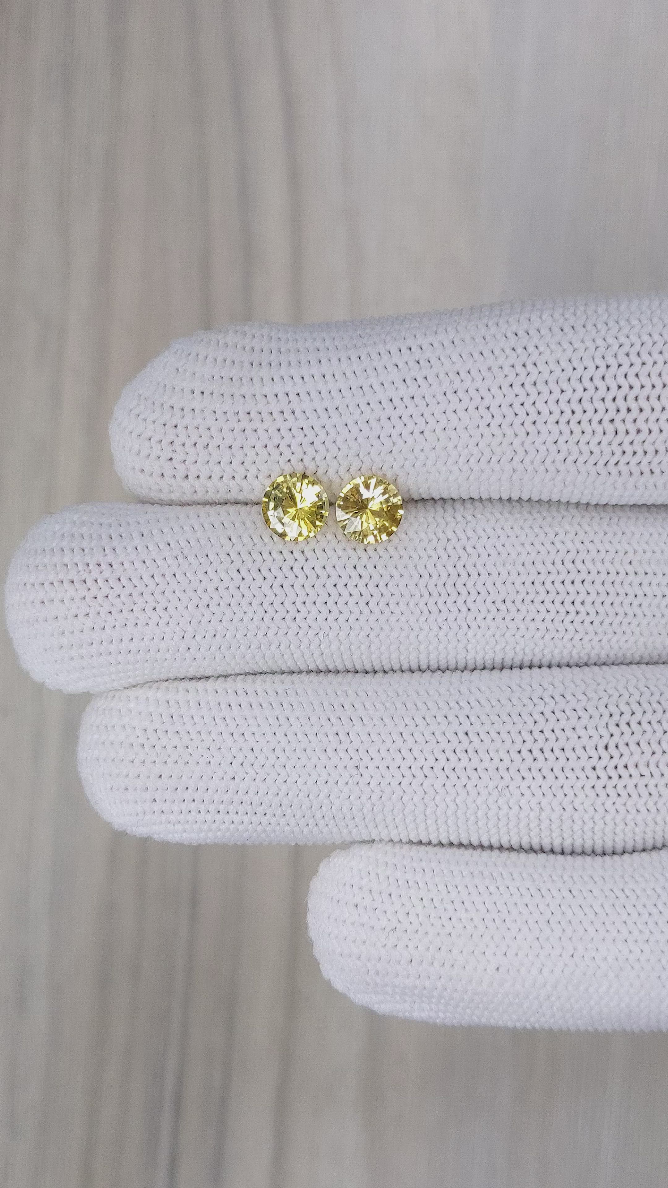 1.86 Ct.Tw.Total Carat Weight Yellow Sapphire Pair from Ceylon (Sri Lanka) Size Video