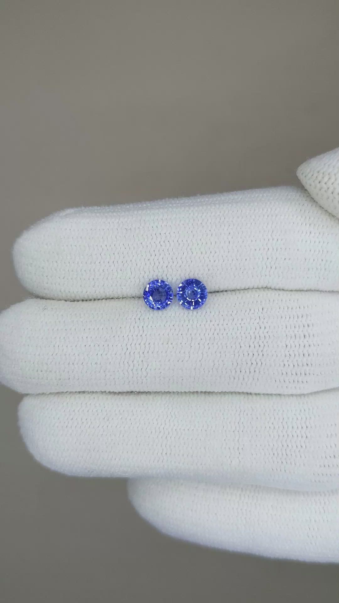 0.78&nbsp;Ct.Tw.Total Carat Weight Blue Sapphire Pair from Ceylon (Sri Lanka) Size Video