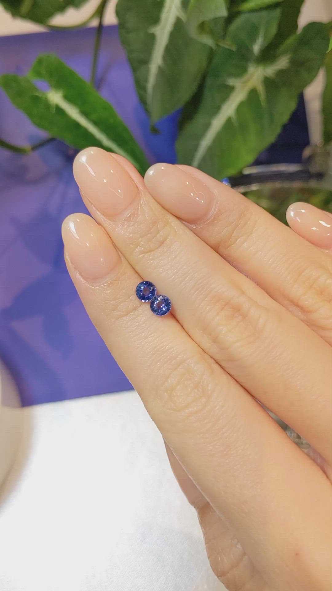 0.85 Ct.Tw.Total Carat Weight Blue Sapphire Pair from Ceylon (Sri Lanka) Size Video