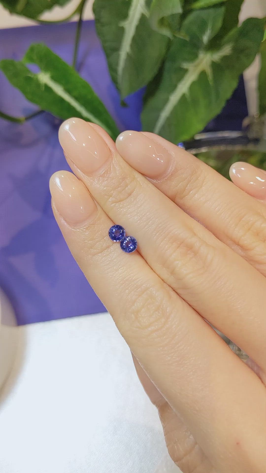 0.95 Ct.Tw.Total Carat Weight Blue Sapphire Pair from Ceylon (Sri Lanka) Size Video