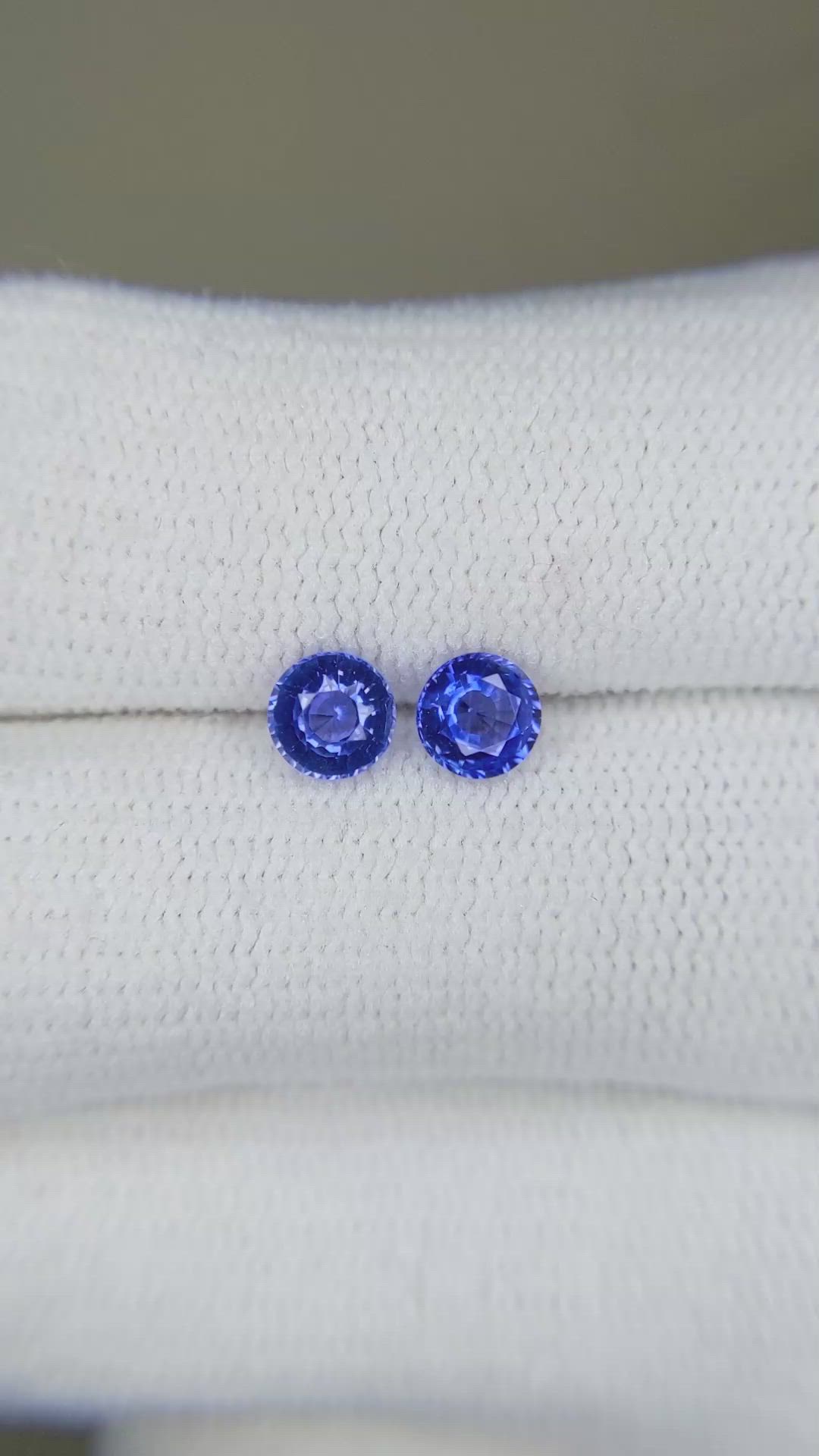 0.95 Ct.Tw.Total Carat Weight Blue Sapphire Pair from Ceylon (Sri Lanka) Size Video