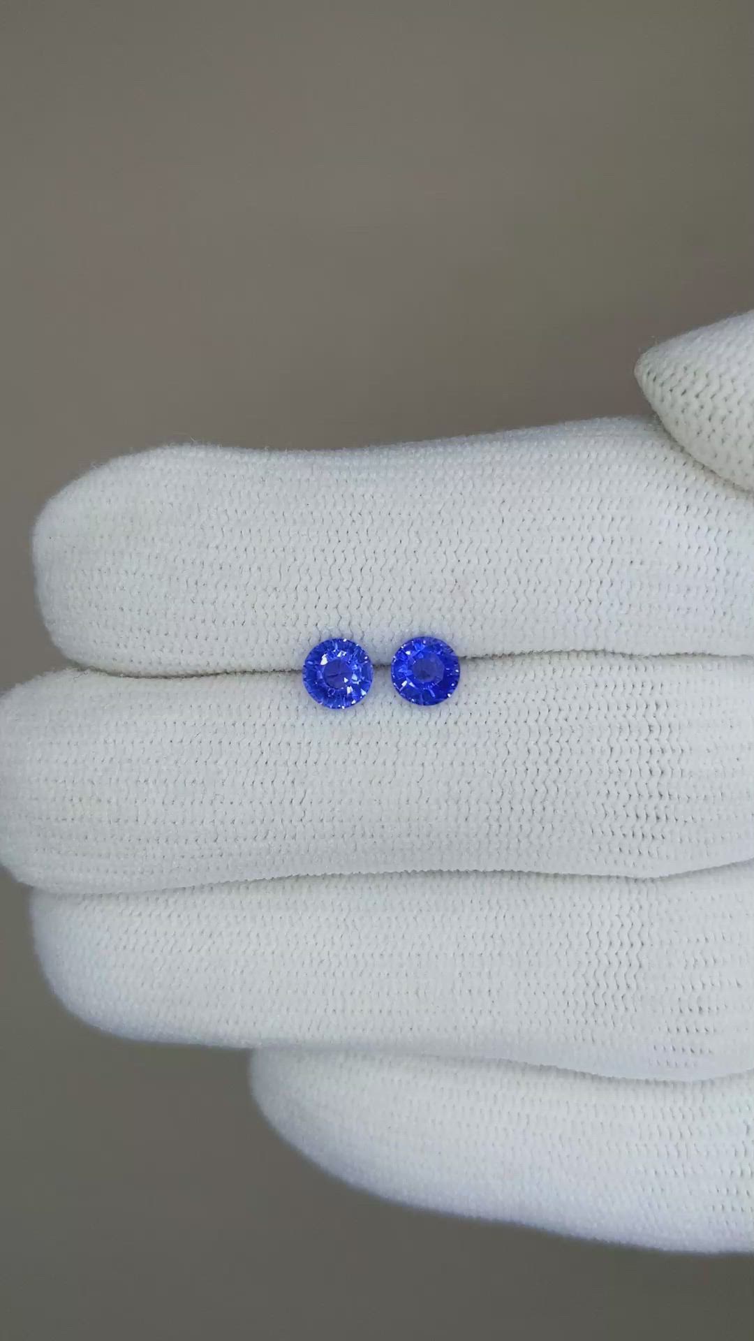 0.95 Ct.Tw.Total Carat Weight Blue Sapphire Pair from Ceylon (Sri Lanka) Size Video