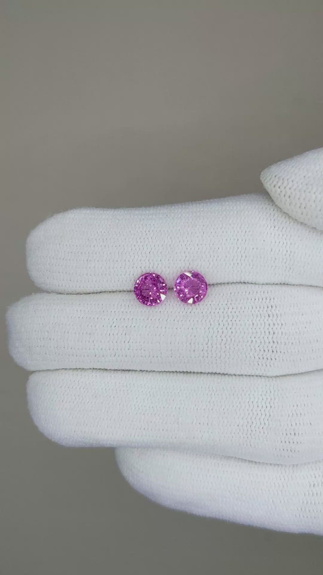 1.60 Ct.Tw.Total Carat Weight Pink Sapphire Pair from Ceylon (Sri Lanka) Size Video