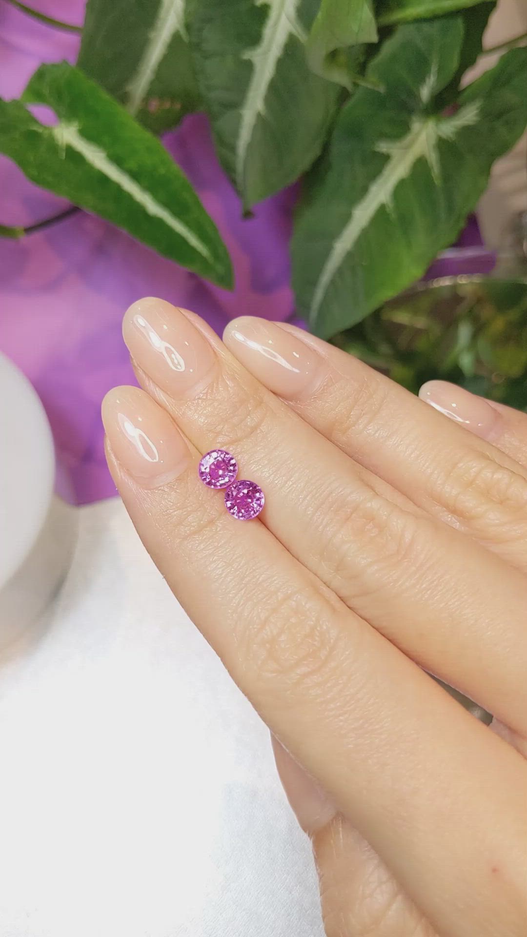 1.60 Ct.Tw.Total Carat Weight Pink Sapphire Pair from Ceylon (Sri Lanka) Size Video