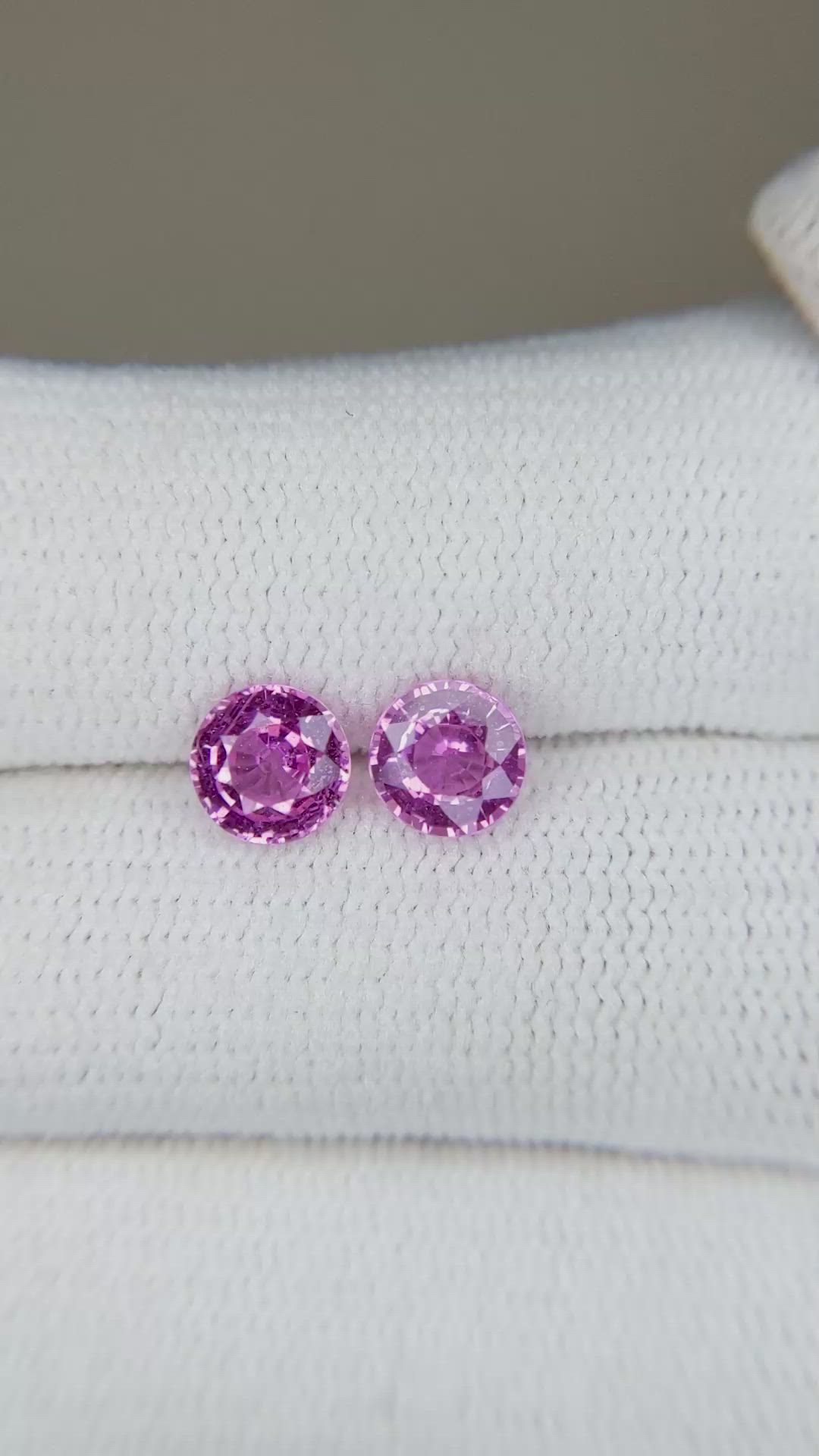 1.60 Ct.Tw.Total Carat Weight Pink Sapphire Pair from Ceylon (Sri Lanka) Size Video