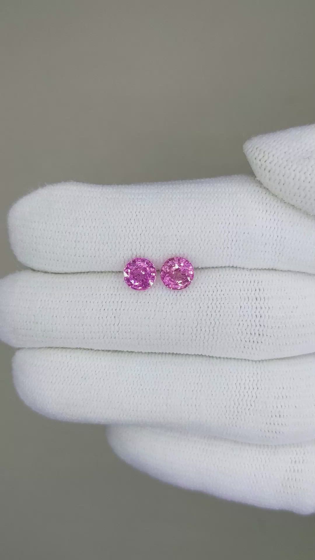 1.64&nbsp;Ct.Tw.Total Carat Weight Pink Sapphire Pair from Ceylon (Sri Lanka) Size Video