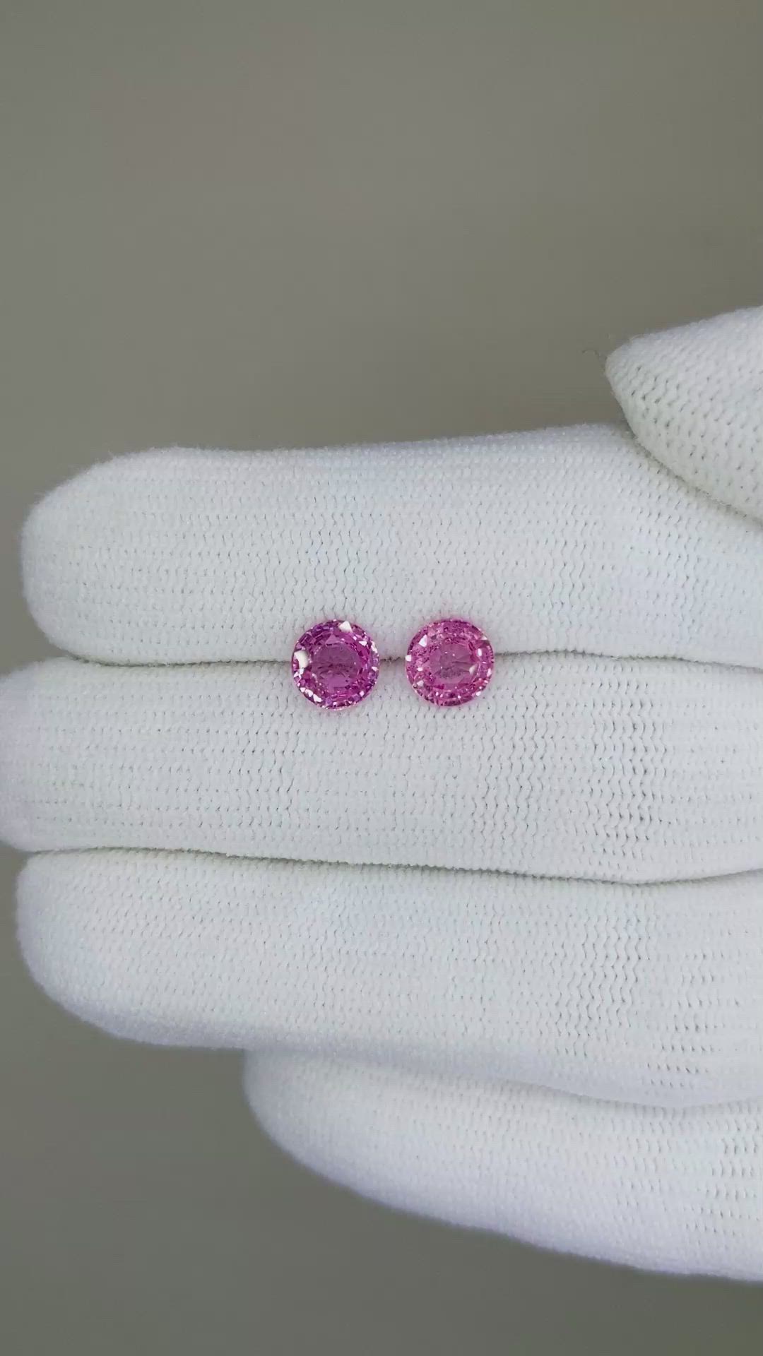 1.78&nbsp;Ct.Tw.Total Carat Weight Pink Sapphire Pair from Ceylon (Sri Lanka) Size Video