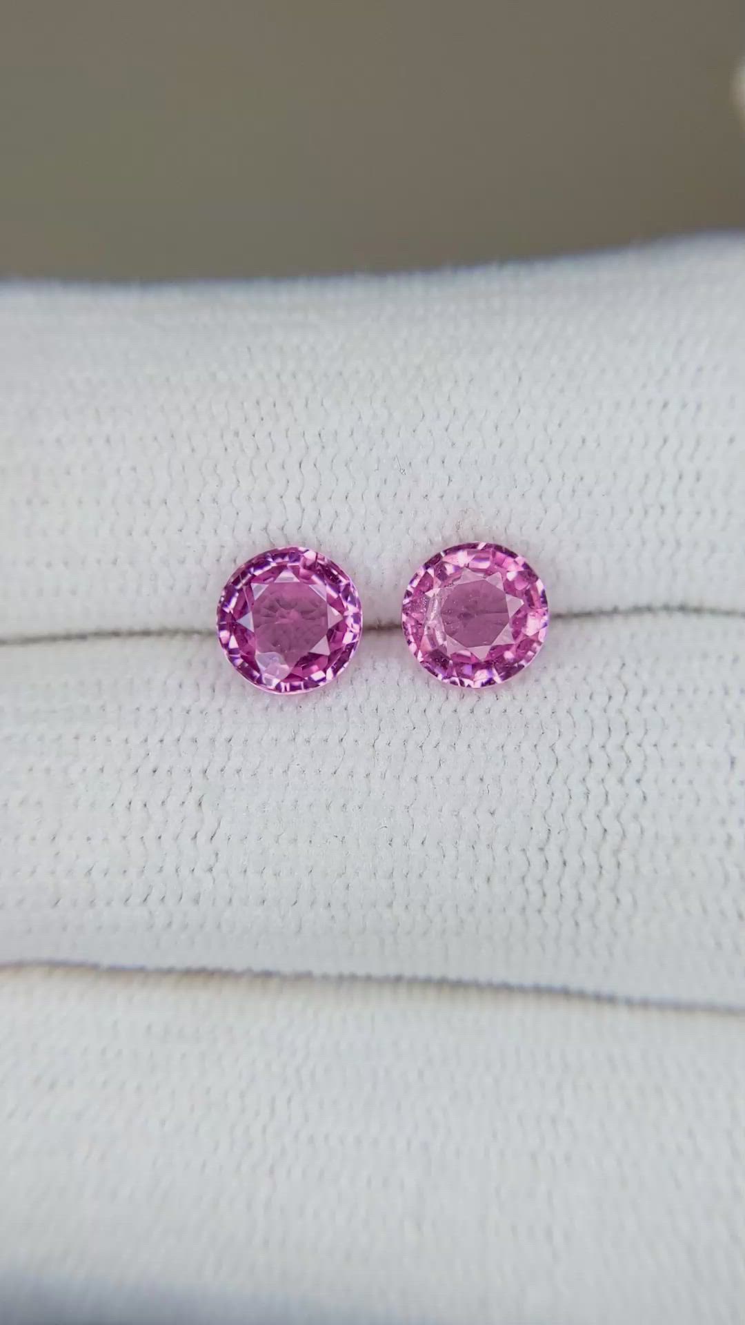 1.78&nbsp;Ct.Tw.Total Carat Weight Pink Sapphire Pair from Ceylon (Sri Lanka) Size Video