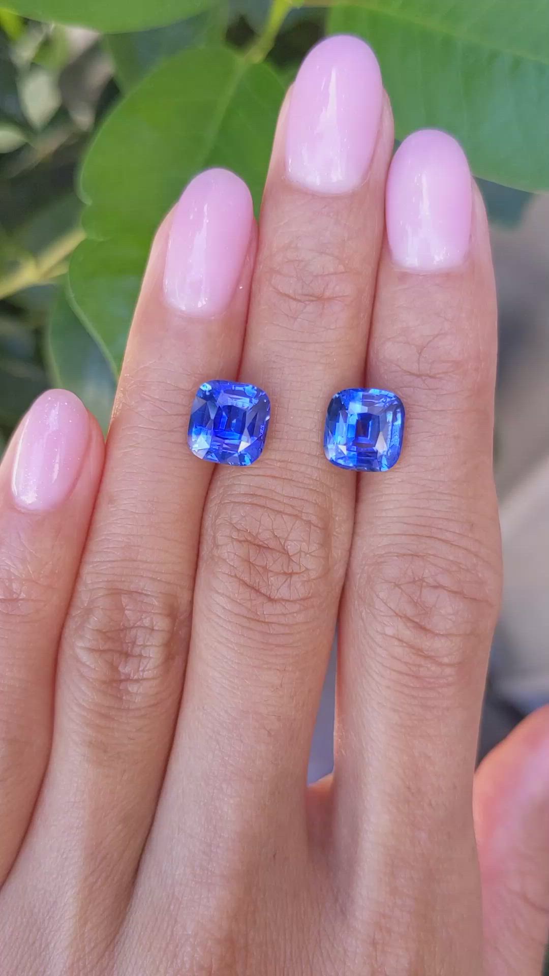 7.56 Ct.Tw.Total Carat Weight Blue Sapphire Pair from Ceylon (Sri Lanka) Size Video