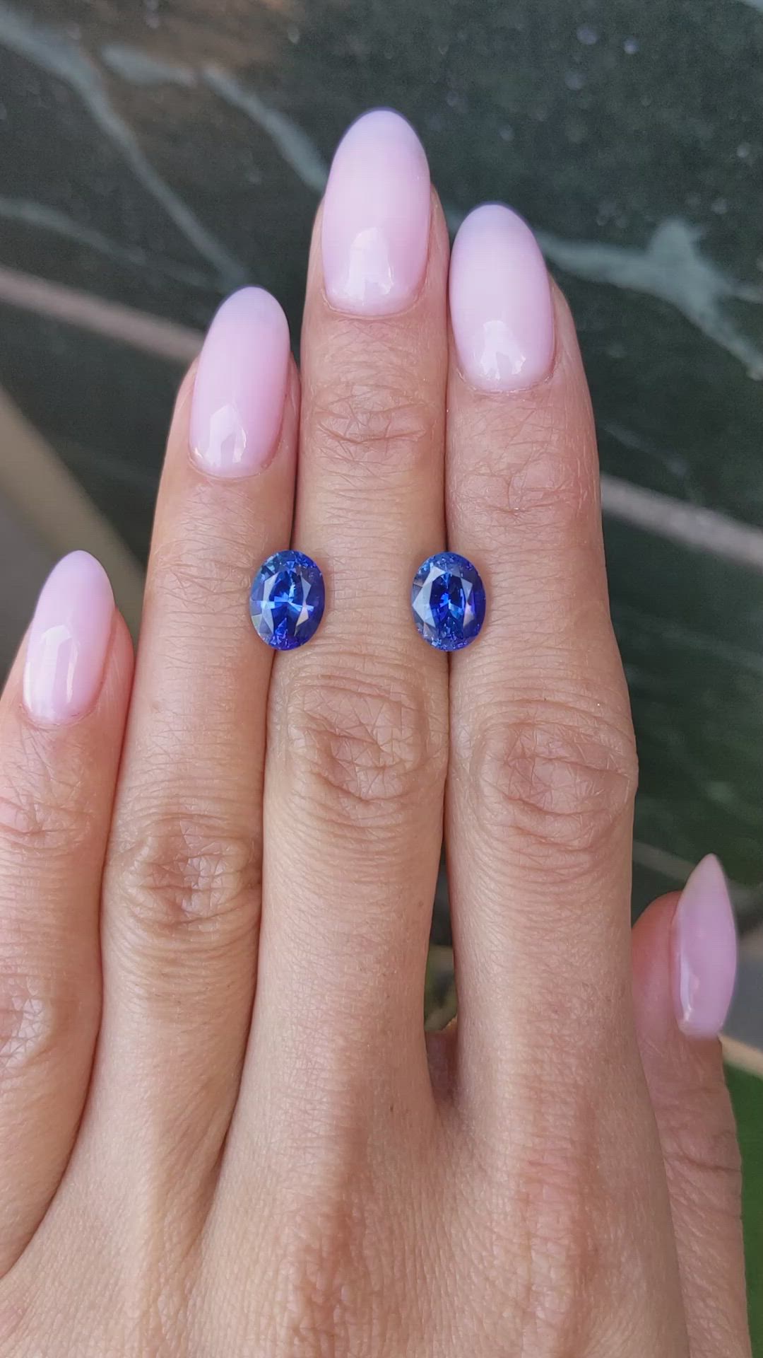 4.71 Ct.Tw.Total Carat Weight Blue Sapphire Pair from Ceylon (Sri Lanka) Size Video