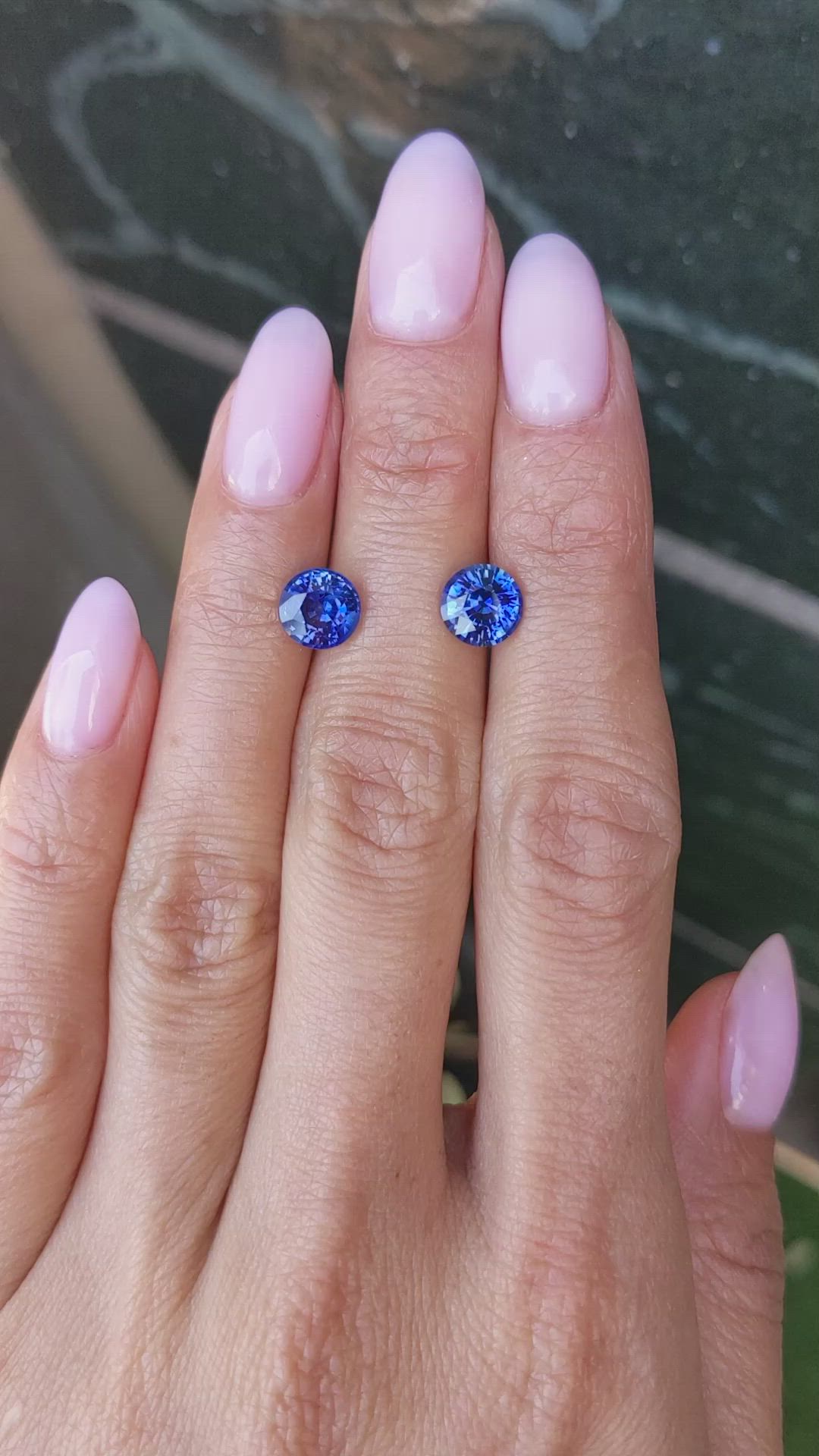 3.26 Ct.Tw.Total Carat Weight Blue Sapphire Pair from Ceylon (Sri Lanka) Size Video