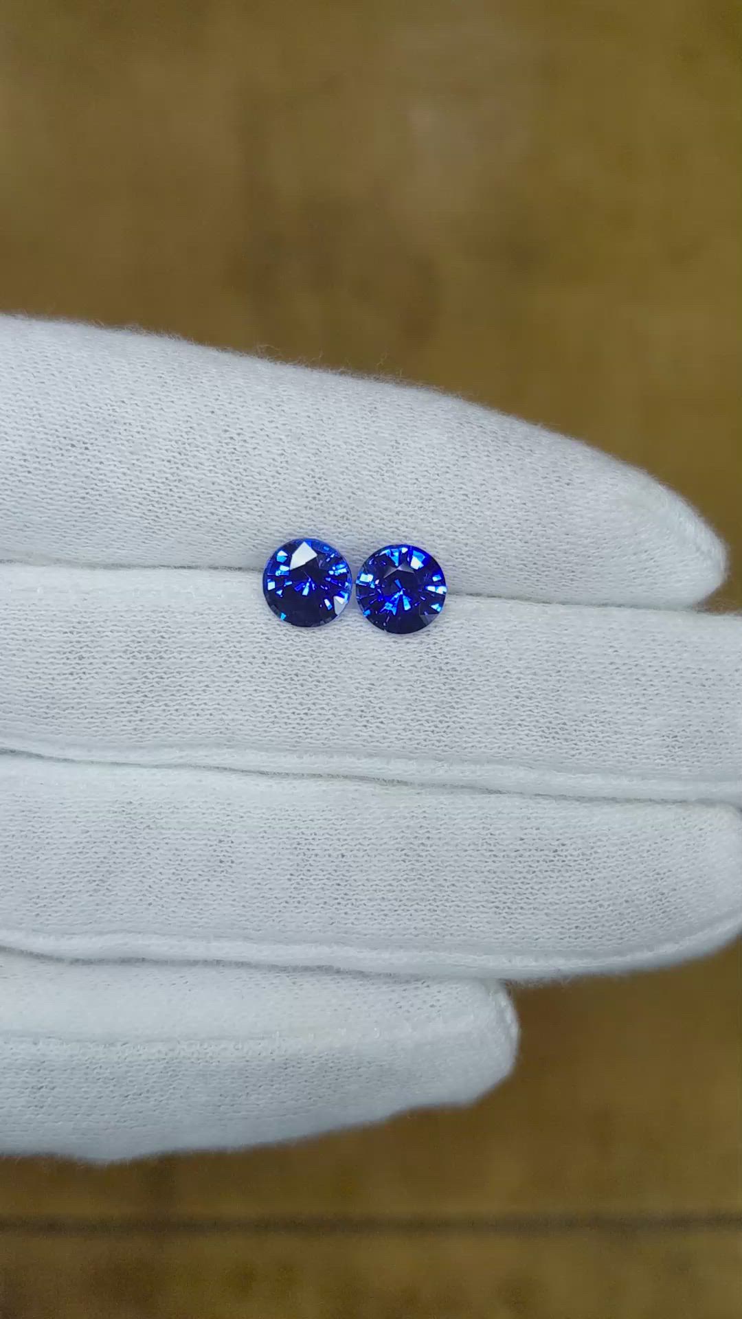 2.87 Ct.Tw.Total Carat Weight Blue Sapphire Pair from Ceylon (Sri Lanka) Size Video