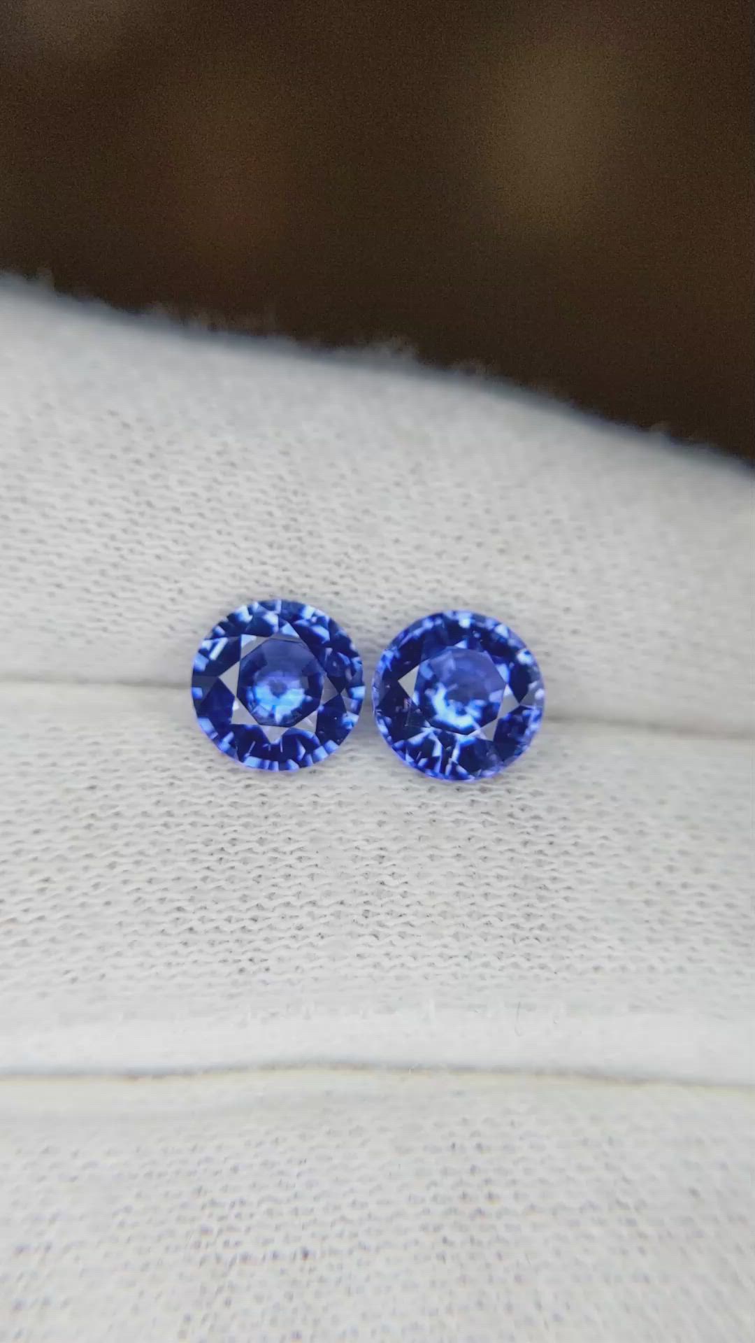 3.02 Ct.Tw.Total Carat Weight Blue Sapphire Pair from Ceylon (Sri Lanka) Size Video