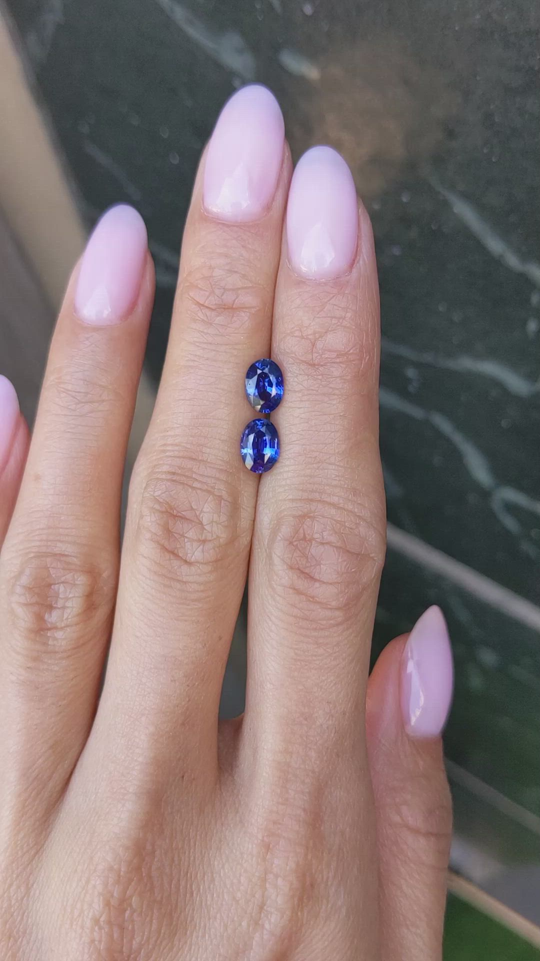 1.87 Ct.Tw.Total Carat Weight Blue Sapphire Pair from Ceylon (Sri Lanka) Size Video