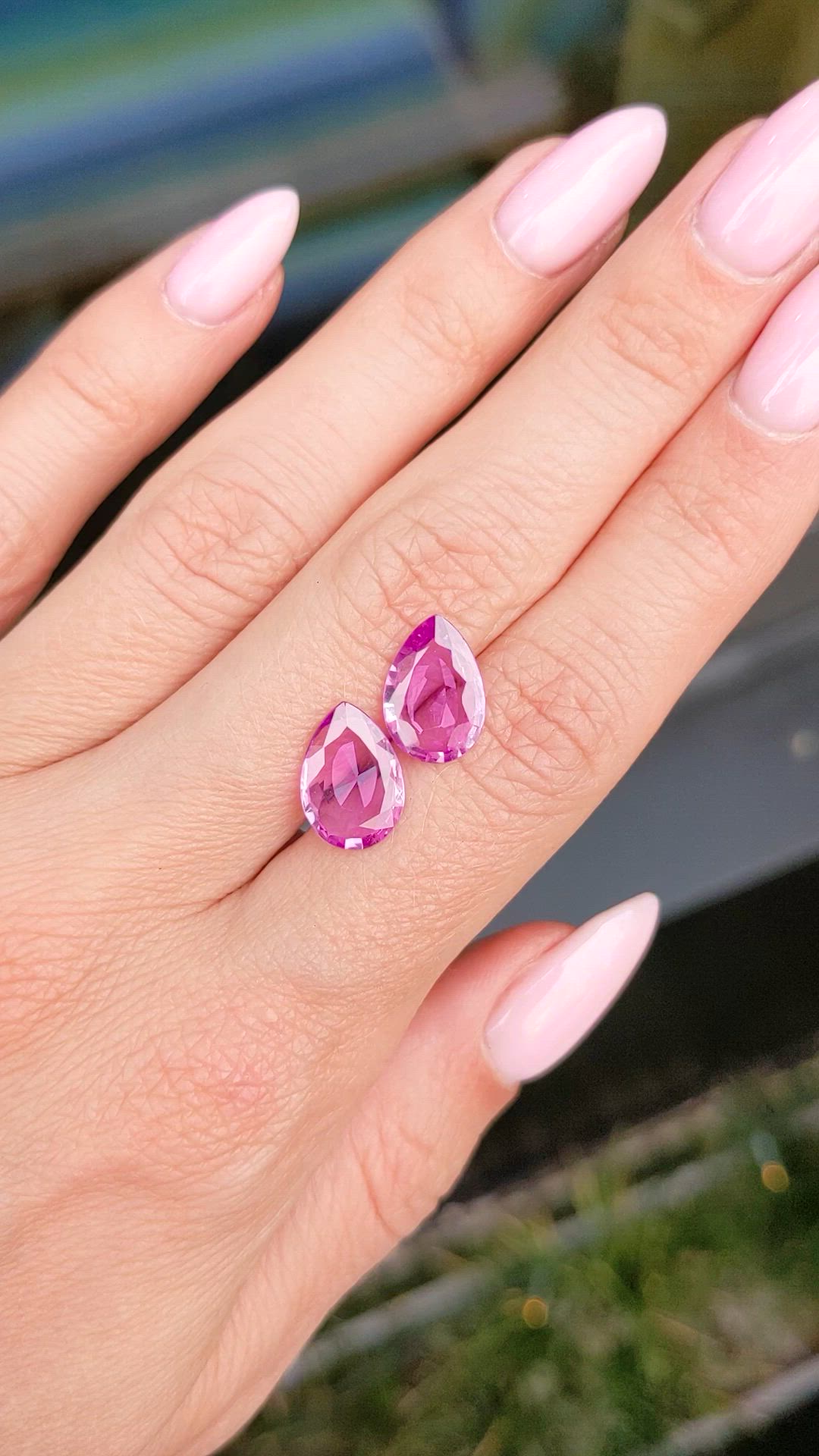 4.98&nbsp;Ct.Tw.Total Carat Weight Purplish Pink Sapphire Pair from Ceylon (Sri Lanka) Size Video