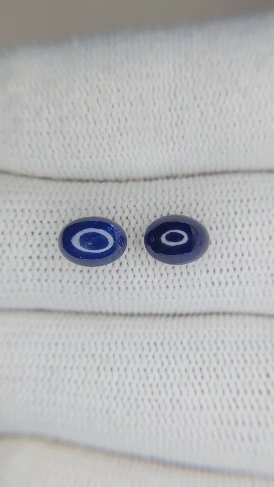 3.40&nbsp;Ct.Tw.Total Carat Weight Blue Cabochon Sapphire Pair from Madagascar Size Video