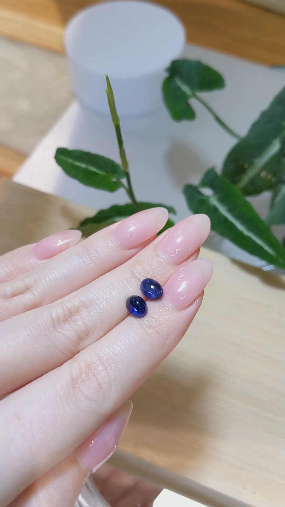 3.40&nbsp;Ct.Tw.Total Carat Weight Blue Cabochon Sapphire Pair from Madagascar Size Video