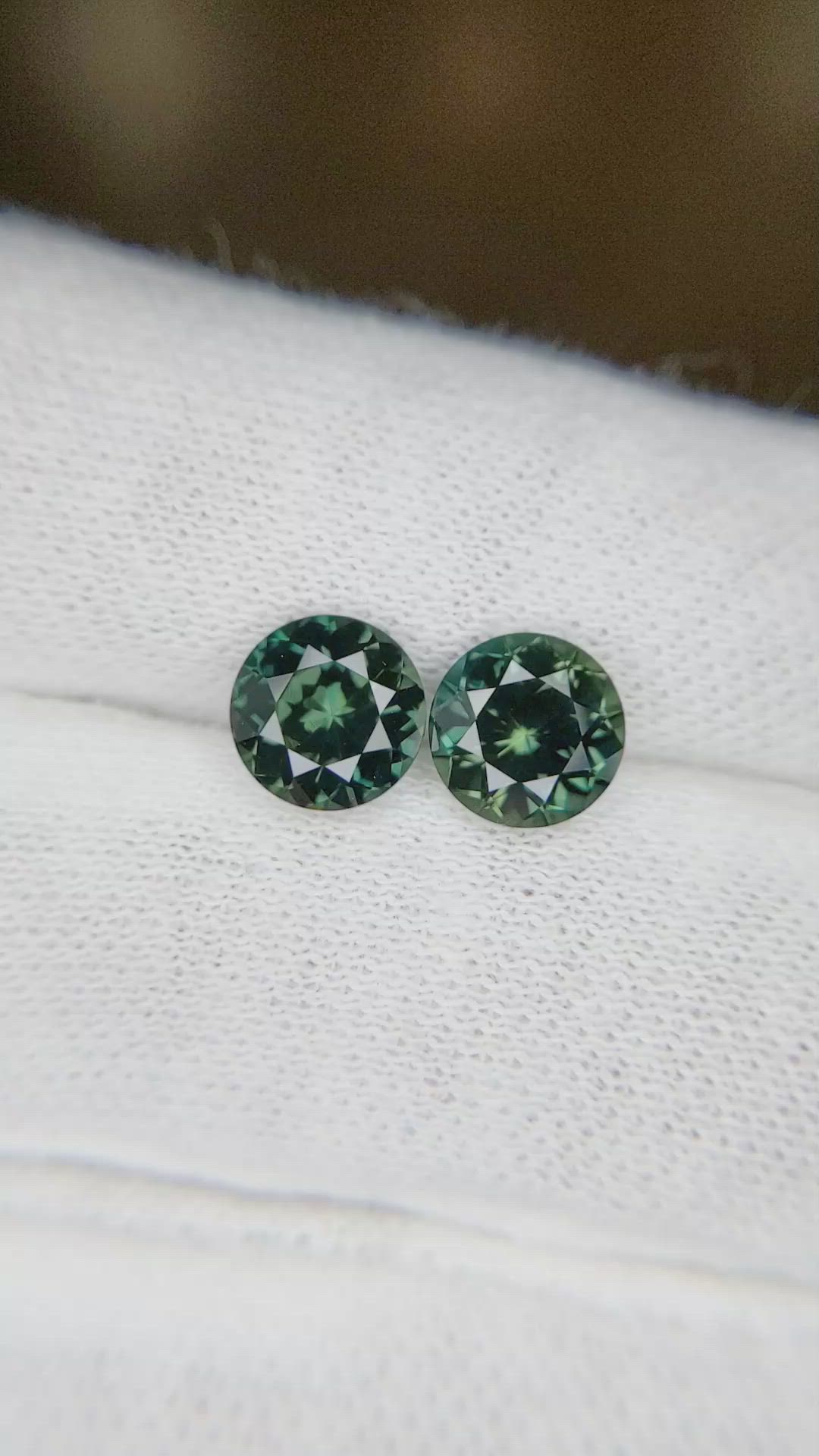 3.14 Ct.Tw.Total Carat Weight Bluish Green Sapphire Pair from Ceylon (Sri Lanka) Size Video
