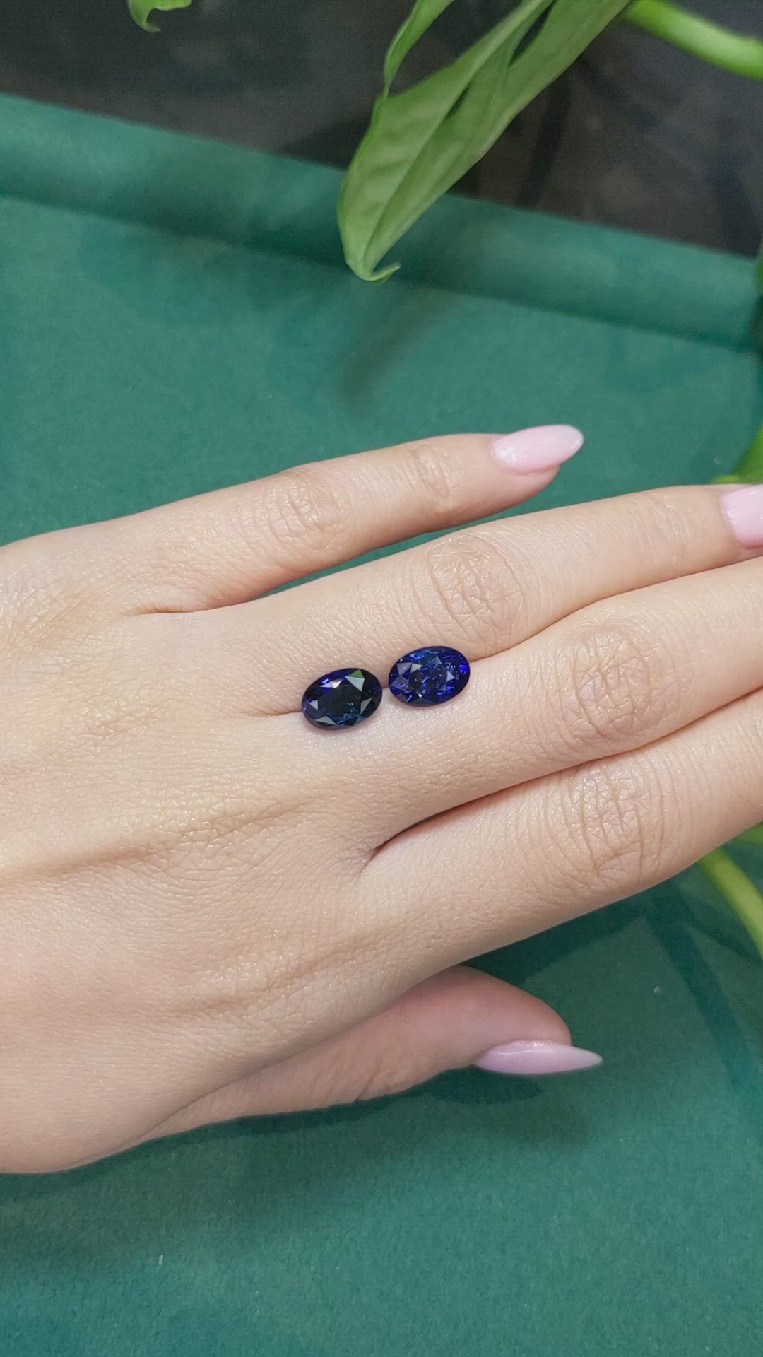 5.80 Ct.Tw.Total Carat Weight Blue Sapphire Pair from Ceylon (Sri Lanka) Size Video