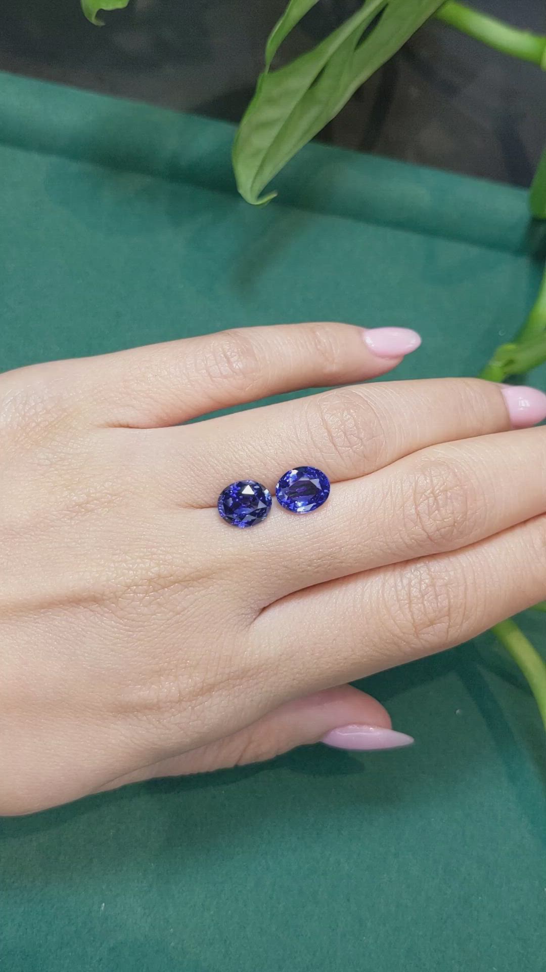 5.21&nbsp;Ct.Tw.Total Carat Weight Blue Sapphire Pair from Ceylon (Sri Lanka) Size Video