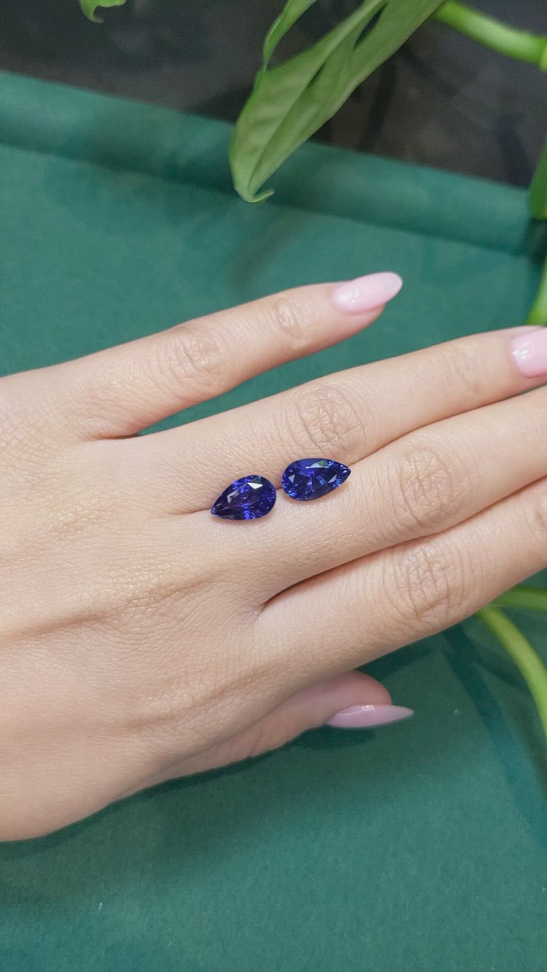 6.44 Ct.Tw.Total Carat Weight Blue Sapphire Pair from Ceylon (Sri Lanka) Size Video