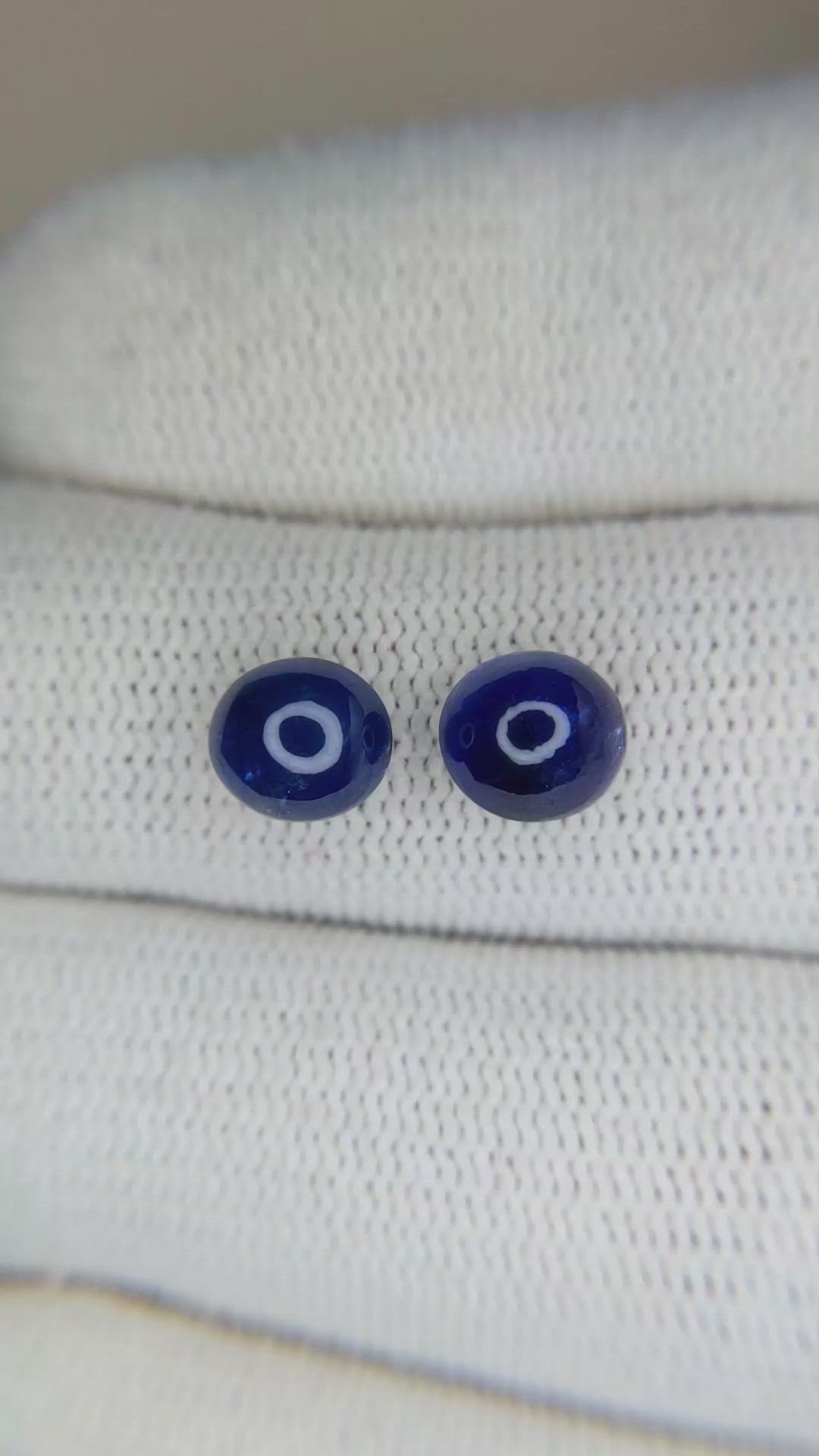 3.97&nbsp;Ct.Tw.Total Carat Weight Blue Cabochon Sapphire Pair from Madagascar Size Video