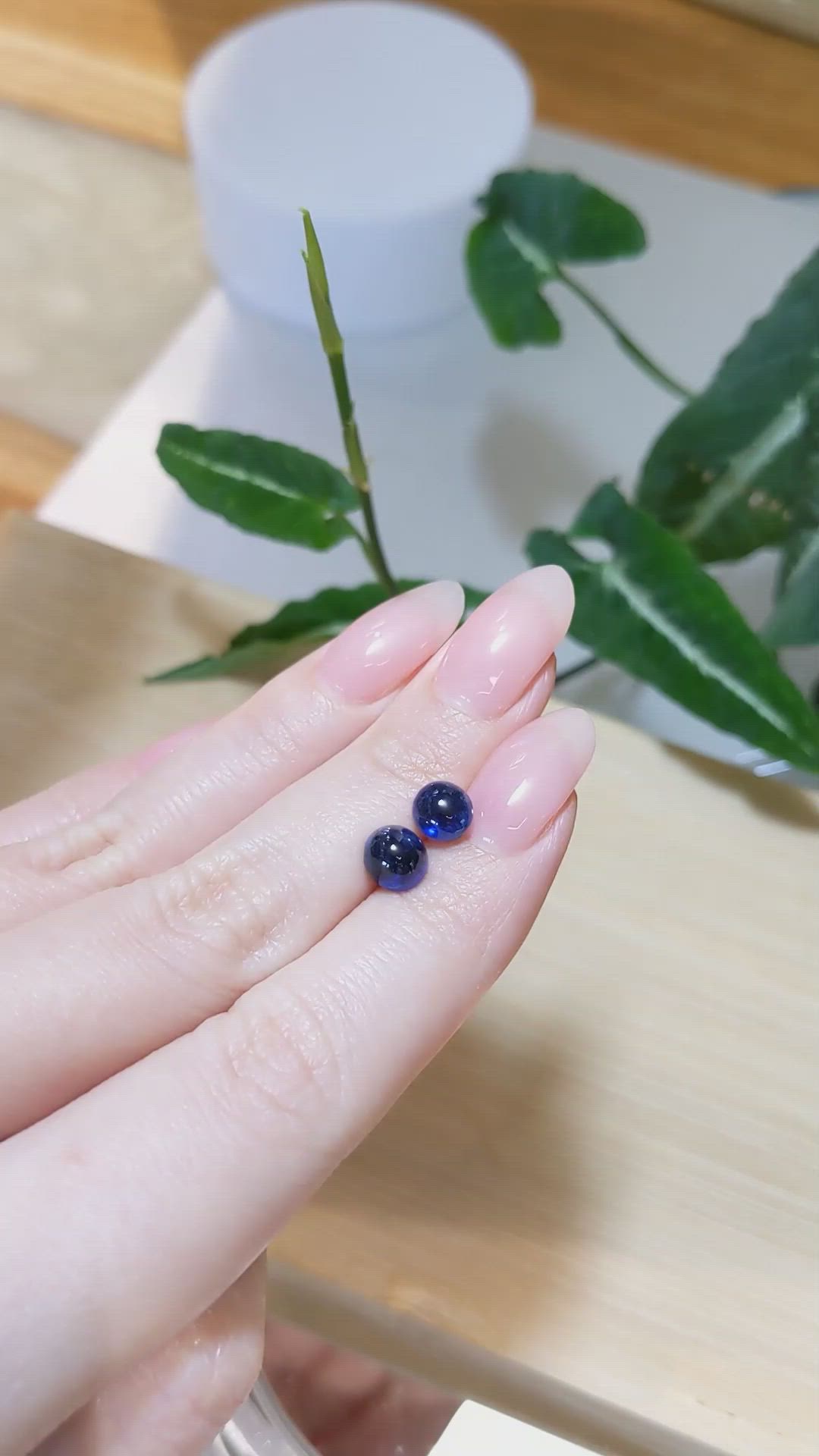 3.97&nbsp;Ct.Tw.Total Carat Weight Blue Cabochon Sapphire Pair from Madagascar Size Video