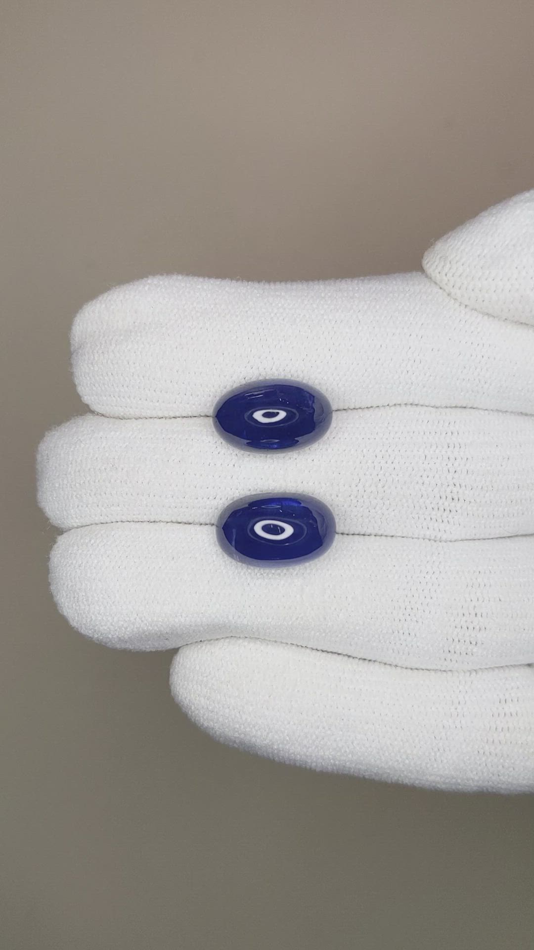 15.49&nbsp;Ct.Tw.Total Carat Weight Blue Cabochon Sapphire Pair from Madagascar Size Video