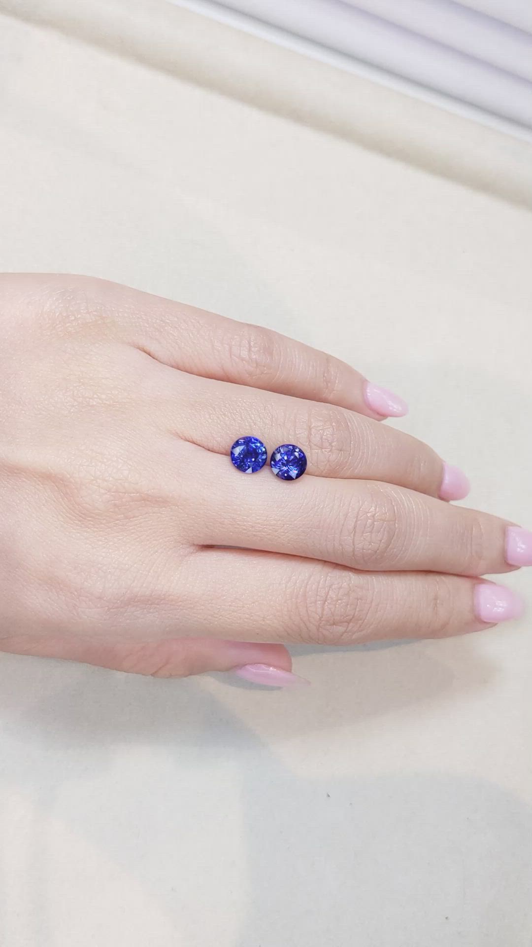 3.29 Ct.Tw.Total Carat Weight Blue Sapphire Pair from Ceylon (Sri Lanka) Size Video